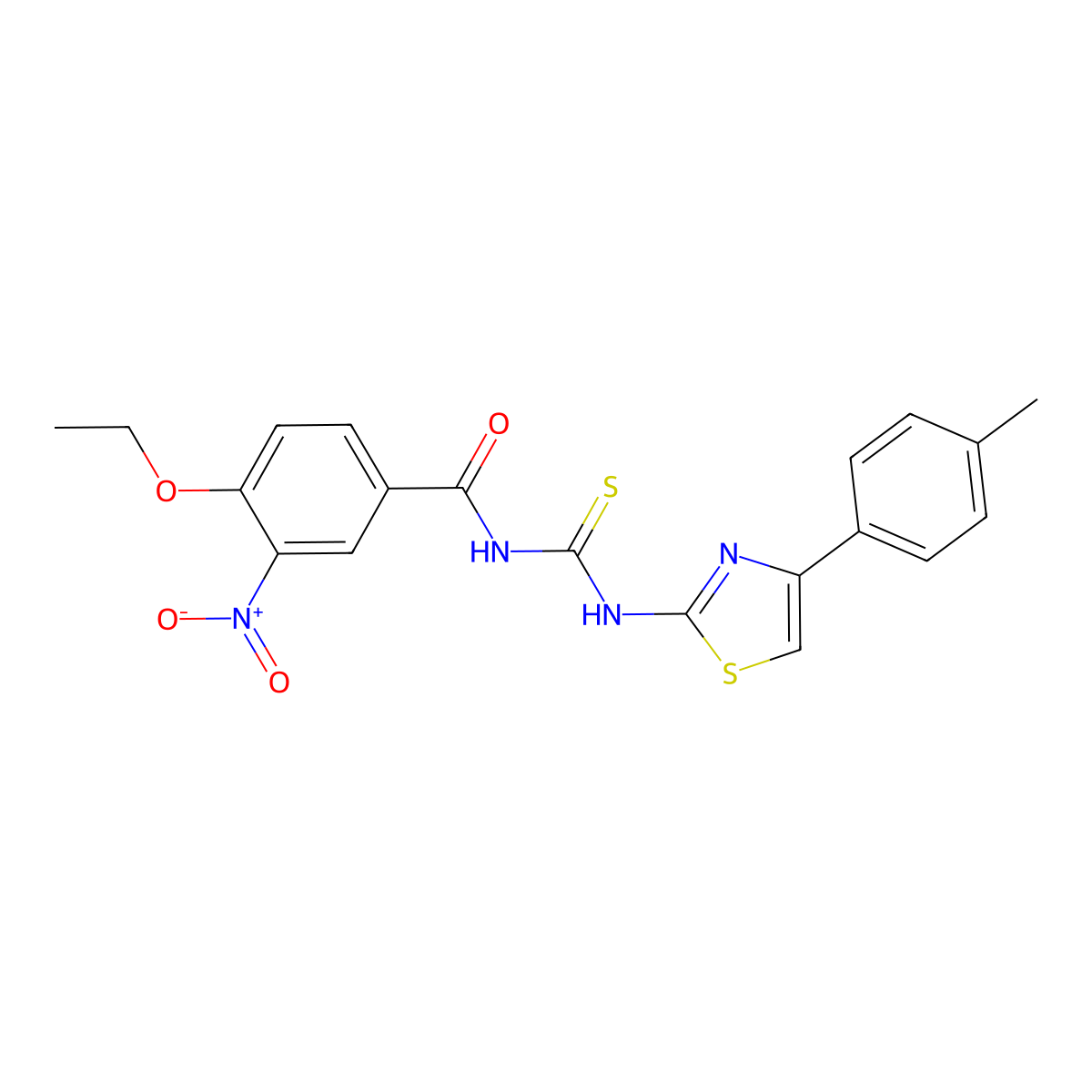 4-ethoxy-N-[[4-(4-methylphenyl)-1,3-thiazol-2-yl]carbamothioyl]-3-nitrobenzamide molecular structure, CAS 690970-92-4
