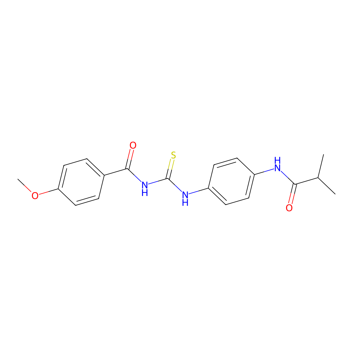4-methoxy-N-[[4-(2-methylpropanoylamino)phenyl]carbamothioyl]benzamide molecular structure, CAS 690971-21-2