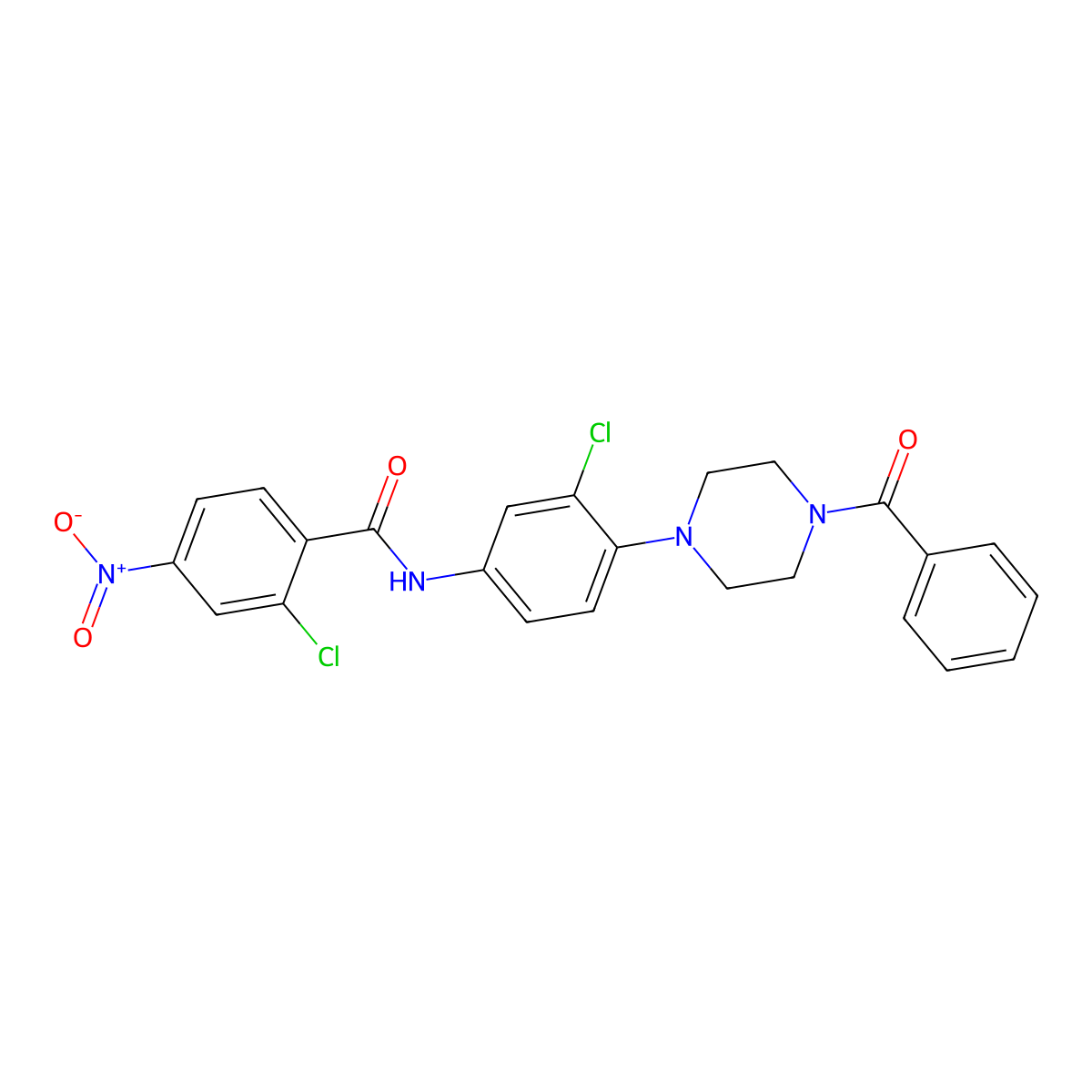 N-[4-(4-benzoylpiperazin-1-yl)-3-chlorophenyl]-2-chloro-4-nitrobenzamide molecular structure, CAS 690971-30-3