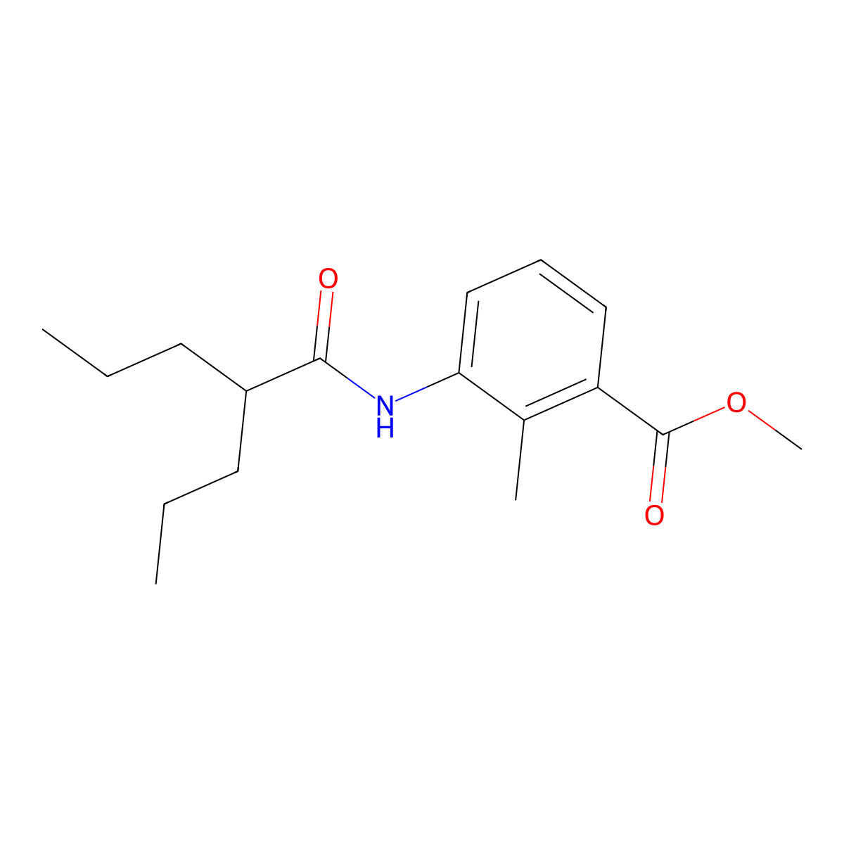 Methyl 2-methyl-3-[(2-propylpentanoyl)amino]benzoate molecular structure, CAS 690971-54-1