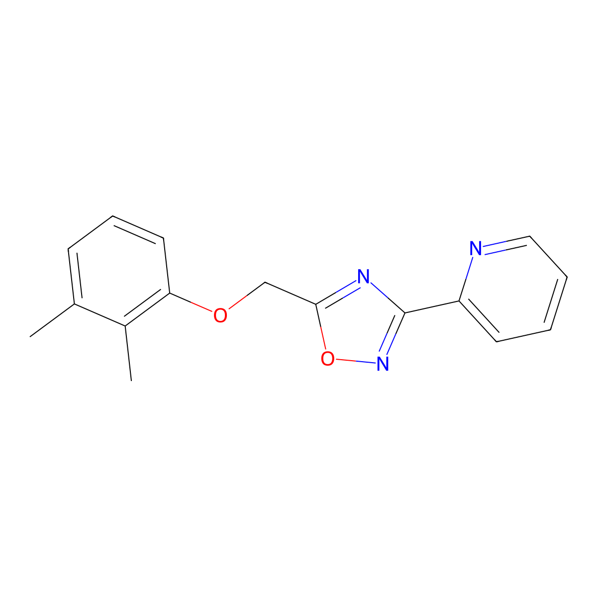 5-[(2,3-Dimethylphenoxy)methyl]-3-pyridin-2-yl-1,2,4-oxadiazole molecular structure, CAS 690973-04-7
