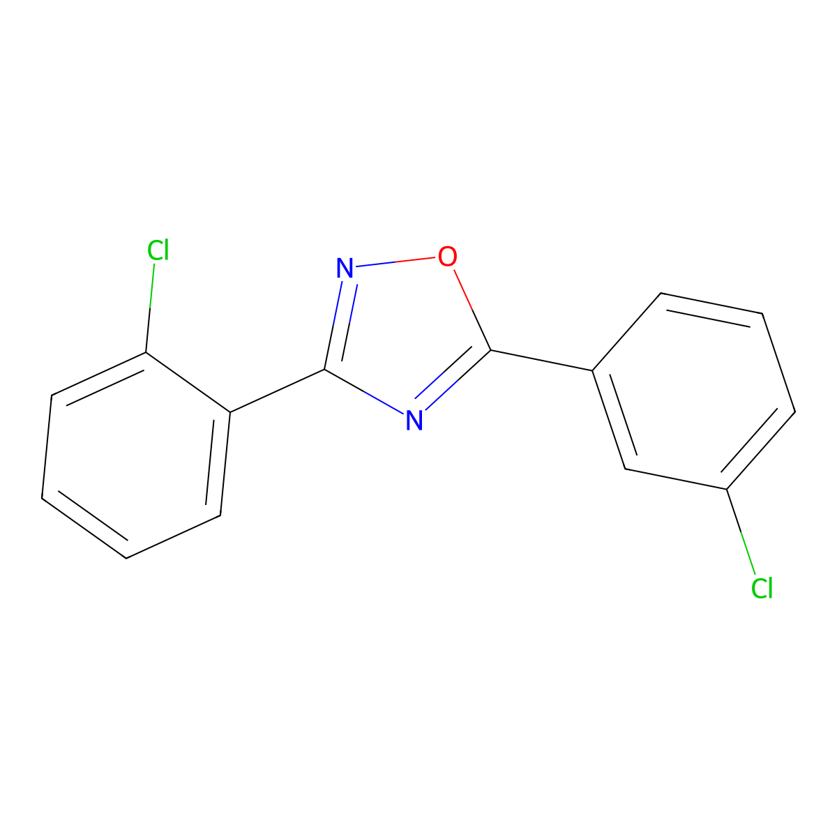 3-(2-Chlorophenyl)-5-(3-chlorophenyl)-1,2,4-oxadiazole molecular structure, CAS 690980-10-0