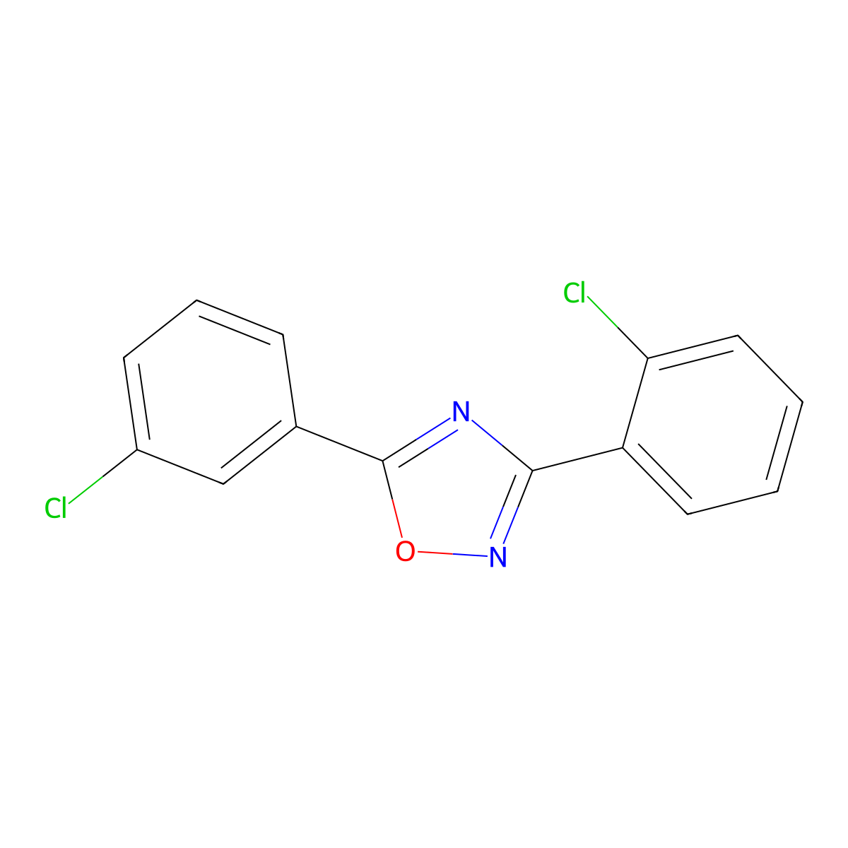 3-(2-Chlorophenyl)-5-(3-chlorophenyl)-1,2,4-oxadiazole molecular structure, CAS 690980-10-0