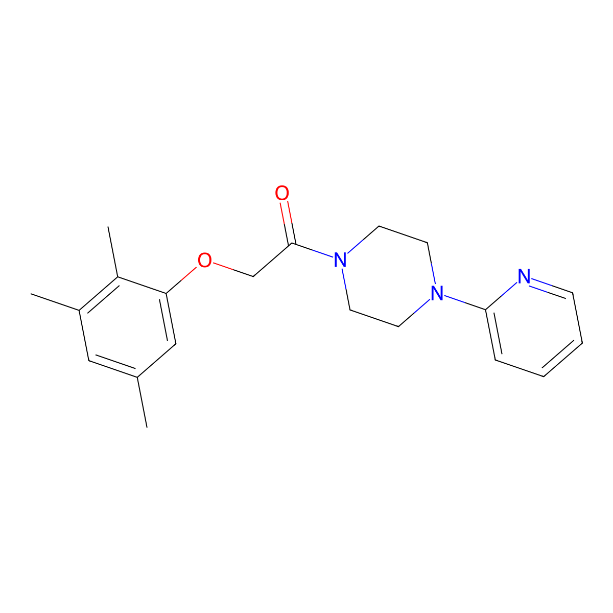 1-(4-Pyridin-2-ylpiperazin-1-yl)-2-(2,3,5-trimethylphenoxy)ethanone molecular structure, CAS 690980-27-9