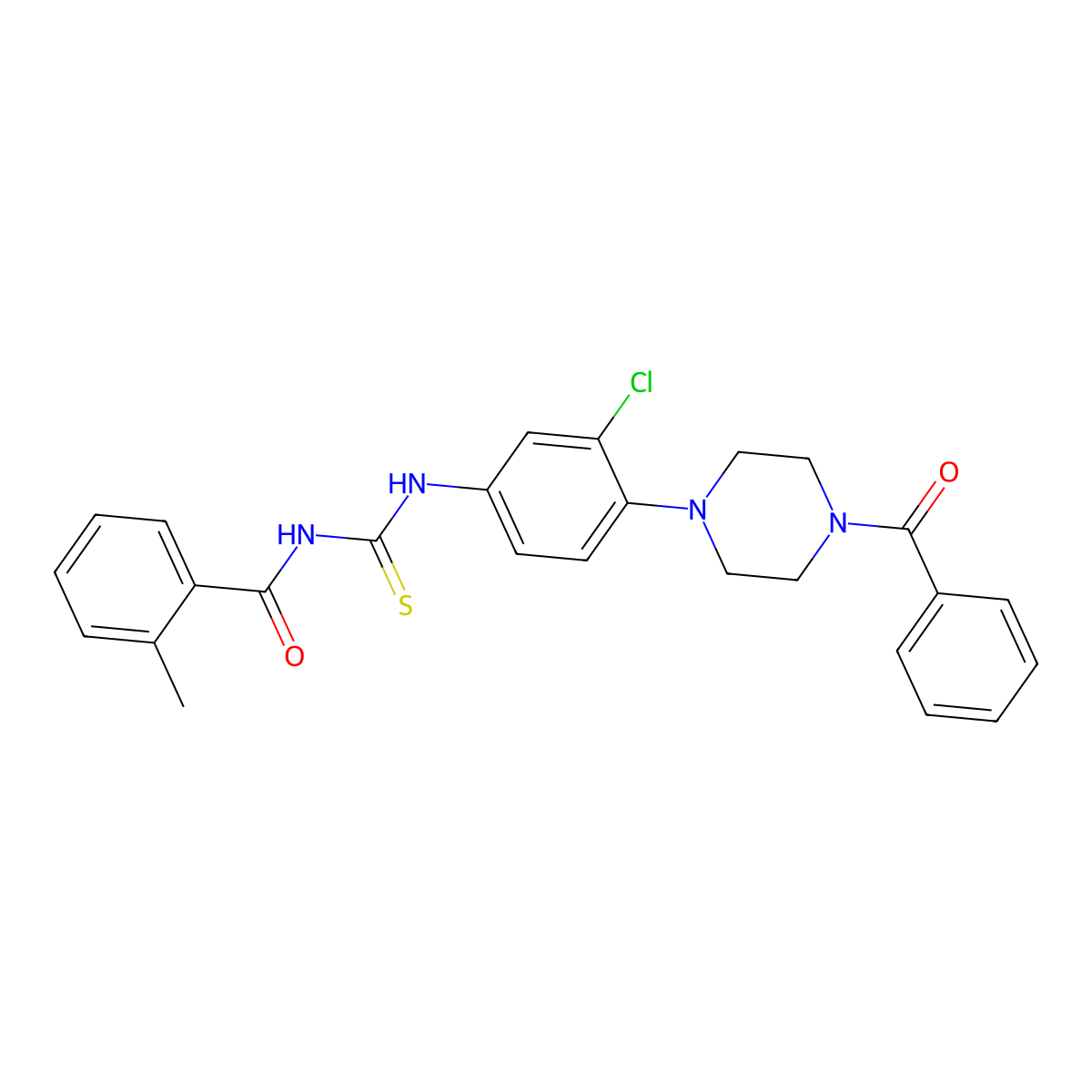N-[[4-(4-benzoylpiperazin-1-yl)-3-chlorophenyl]carbamothioyl]-2-methylbenzamide molecular structure, CAS 690980-63-3