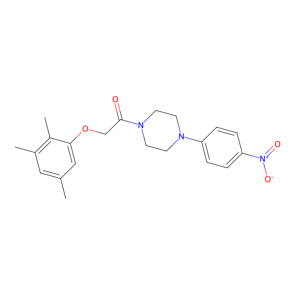1-[4-(4-Nitrophenyl)piperazin-1-yl]-2-(2,3,5-trimethylphenoxy)ethanone molecular structure, CAS 690980-75-7