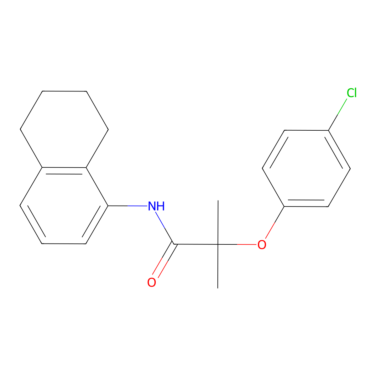 2-(4-chlorophenoxy)-2-methyl-N-(5,6,7,8-tetrahydronaphthalen-1-yl)propanamide molecular structure, CAS 690981-87-4