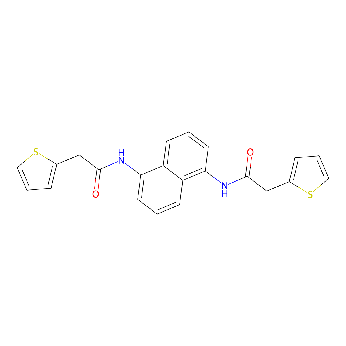 2-thiophen-2-yl-N-[5-[(2-thiophen-2-ylacetyl)amino]naphthalen-1-yl]acetamide molecular structure, CAS 690982-76-4