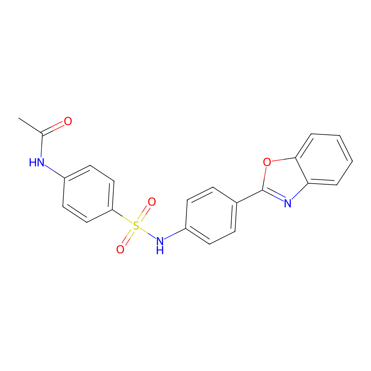 N-(4-{[4-(1,3-benzoxazol-2-yl)phenyl]sulfamoyl}phenyl)acetamide molecular structure, CAS 690982-82-2