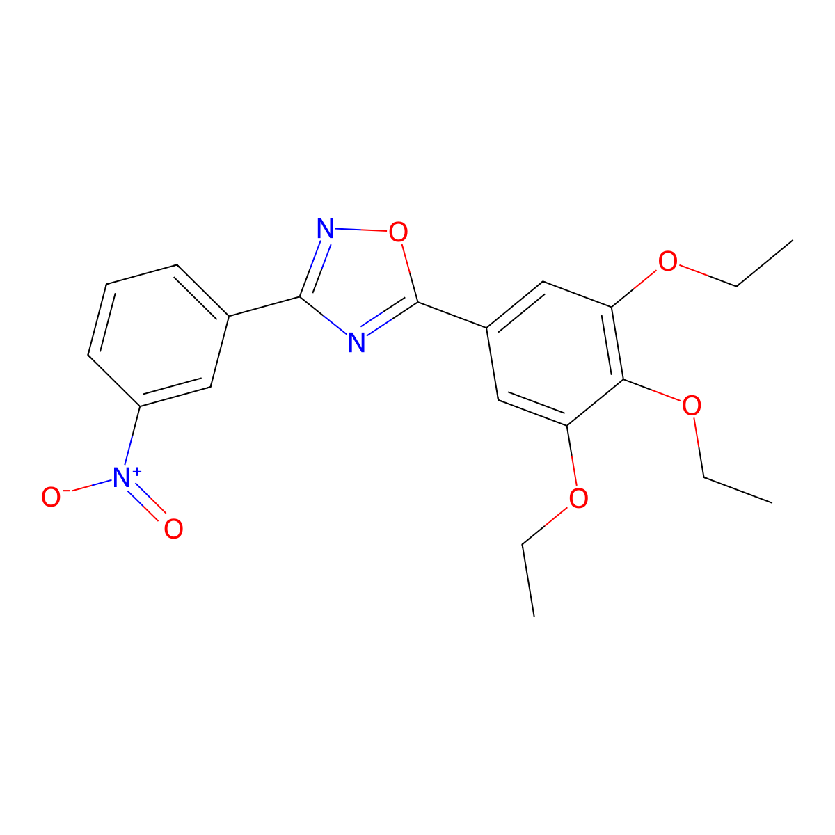 3-(3-Nitrophenyl)-5-(3,4,5-triethoxyphenyl)-1,2,4-oxadiazole molecular structure, CAS 690982-88-8