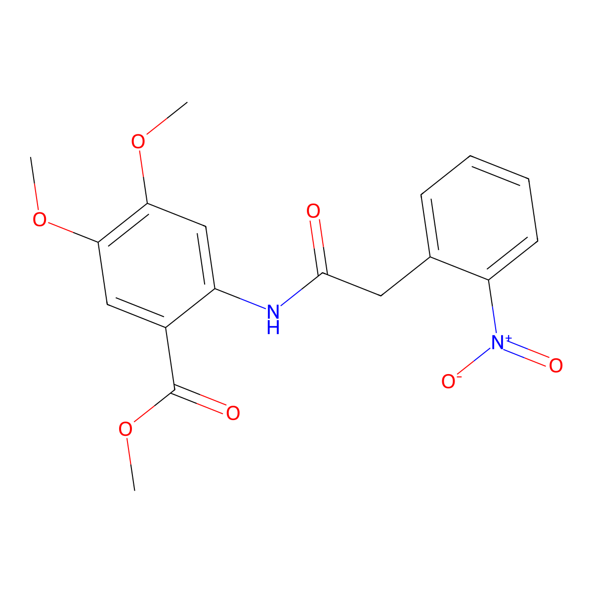 Methyl 4,5-dimethoxy-2-{[(2-nitrophenyl)acetyl]amino}benzoate molecular structure, CAS 690984-57-7
