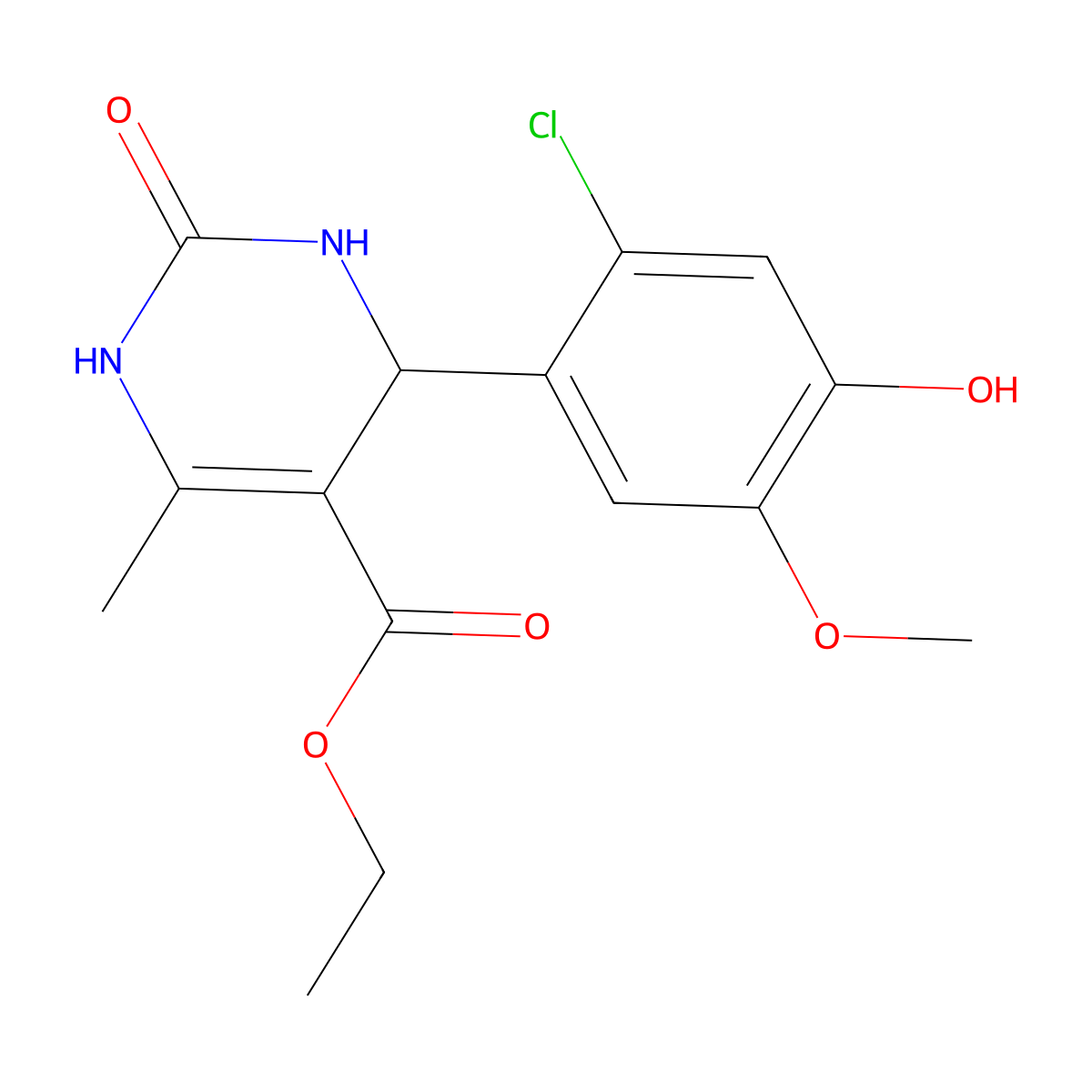 Ethyl 4-(2-chloro-4-hydroxy-5-methoxyphenyl)-6-methyl-2-oxo-1,2,3,4-tetrahydropyrimidine-5-carboxylate molecular structure, CAS 690985-09-2