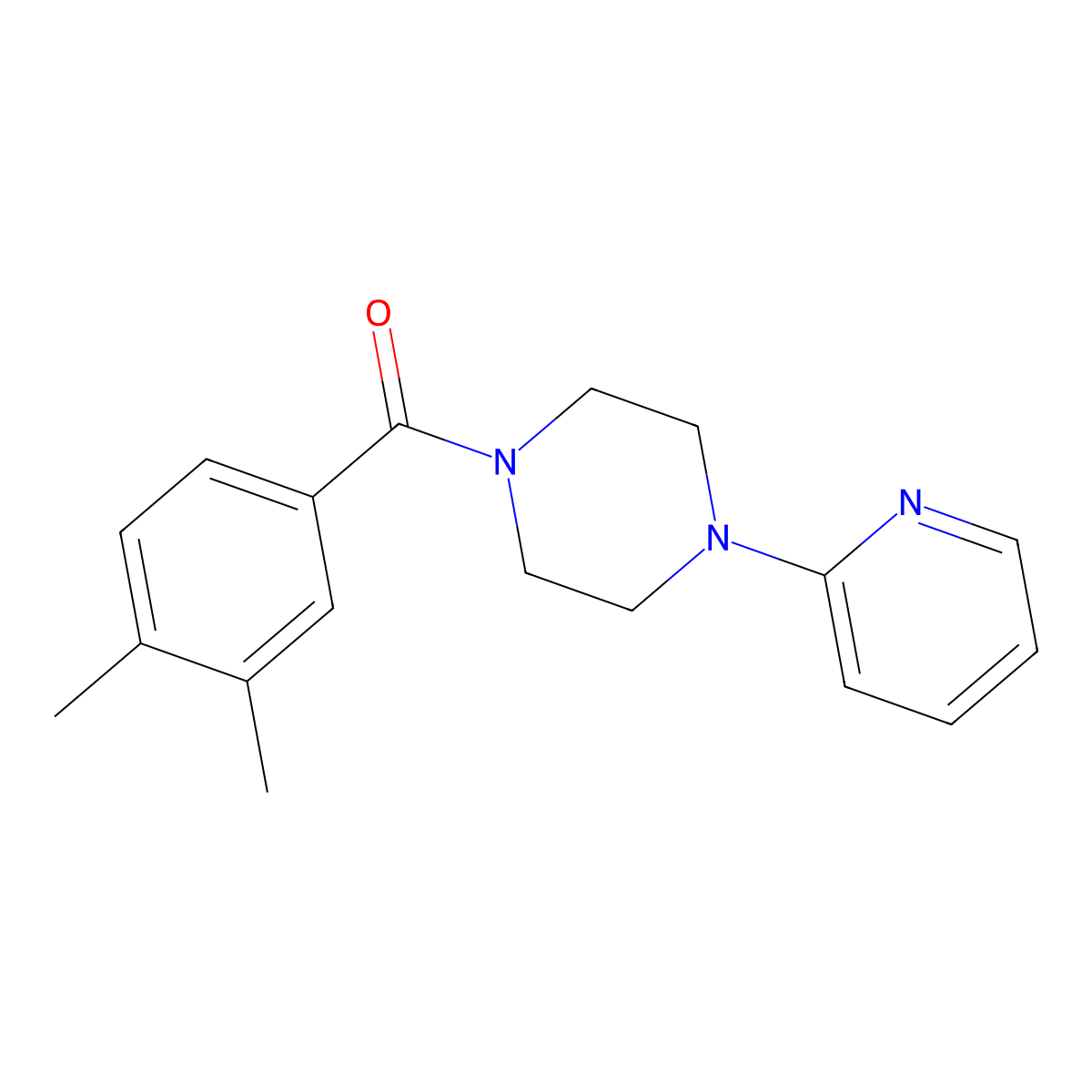 (3,4-Dimethylphenyl)-(4-pyridin-2-ylpiperazin-1-yl)methanone molecular structure, CAS 690985-14-9