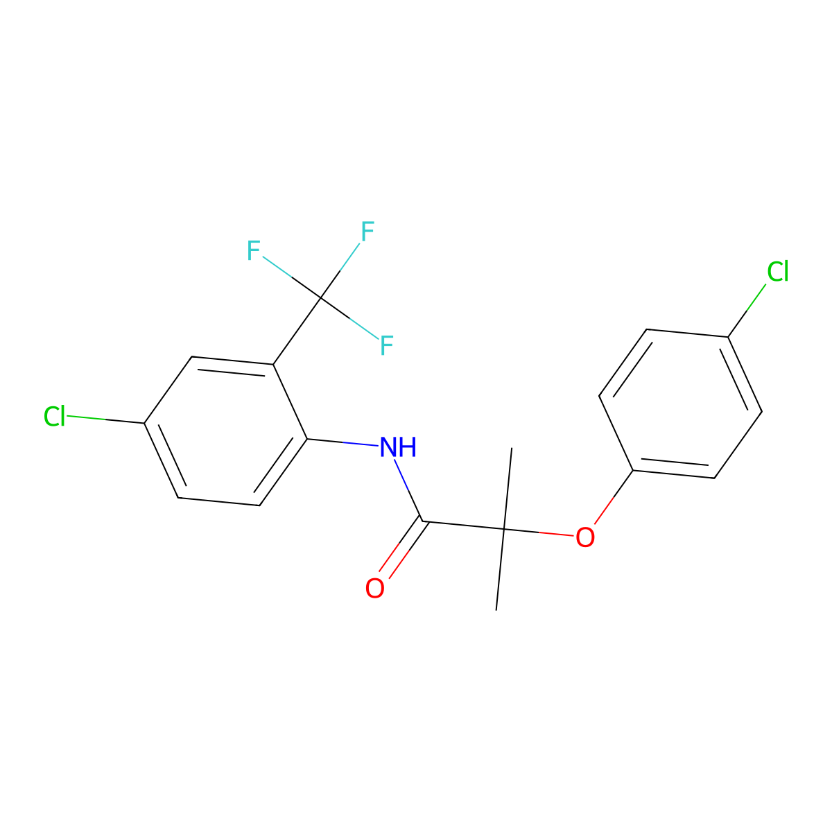 2-(4-chlorophenoxy)-N-[4-chloro-2-(trifluoromethyl)phenyl]-2-methylpropanamide molecular structure, CAS 690986-07-3
