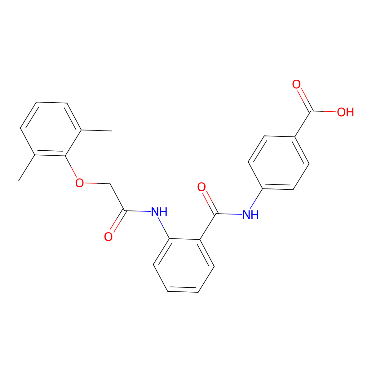 4-{[(2-{[(2,6-Dimethylphenoxy)acetyl]amino}phenyl)carbonyl]amino}benzoic acid molecular structure, CAS 690986-08-4
