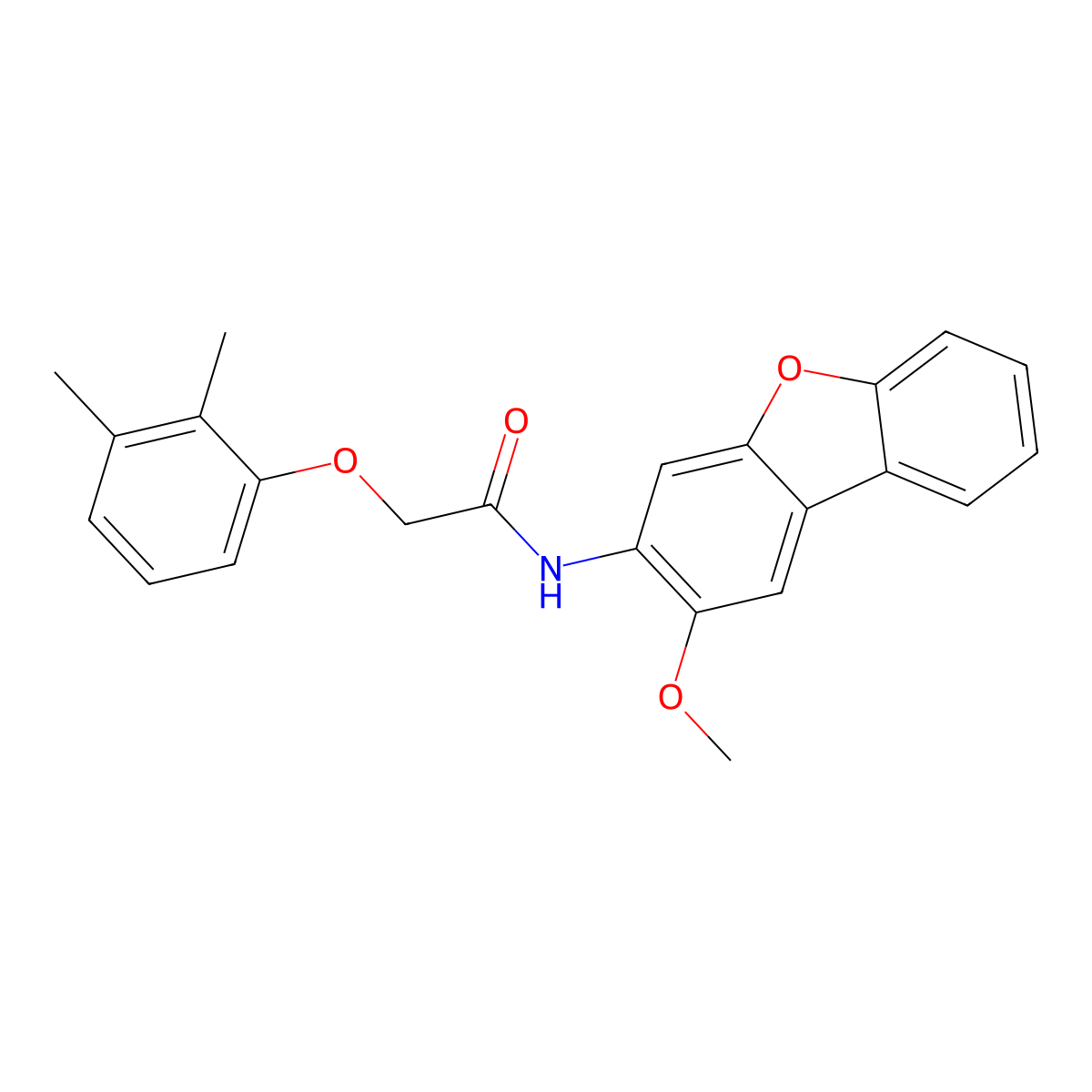 2-(2,3-dimethylphenoxy)-N-(2-methoxydibenzofuran-3-yl)acetamide molecular structure, CAS 690986-45-9
