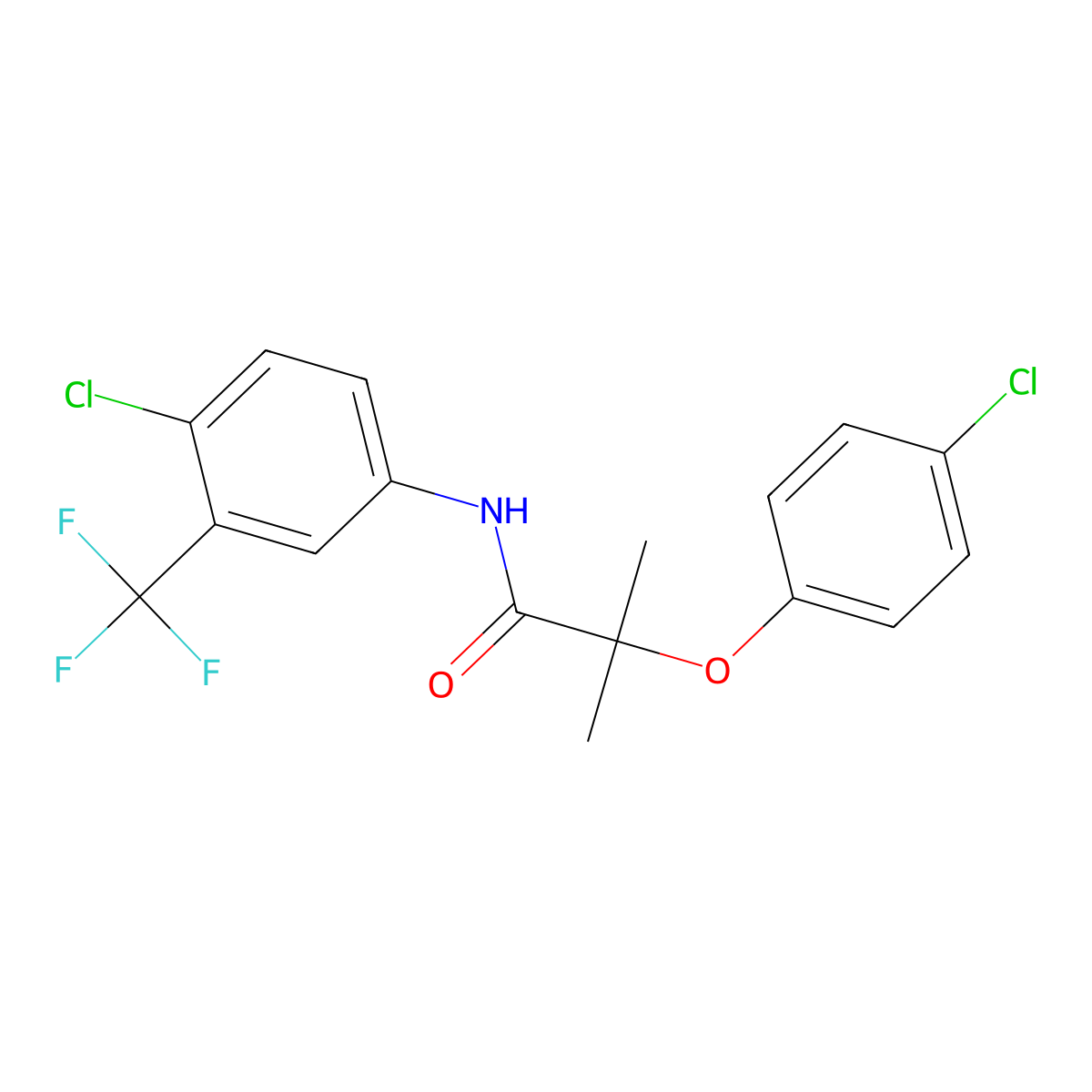 2-(4-chlorophenoxy)-N-[4-chloro-3-(trifluoromethyl)phenyl]-2-methylpropanamide molecular structure, CAS 690986-47-1