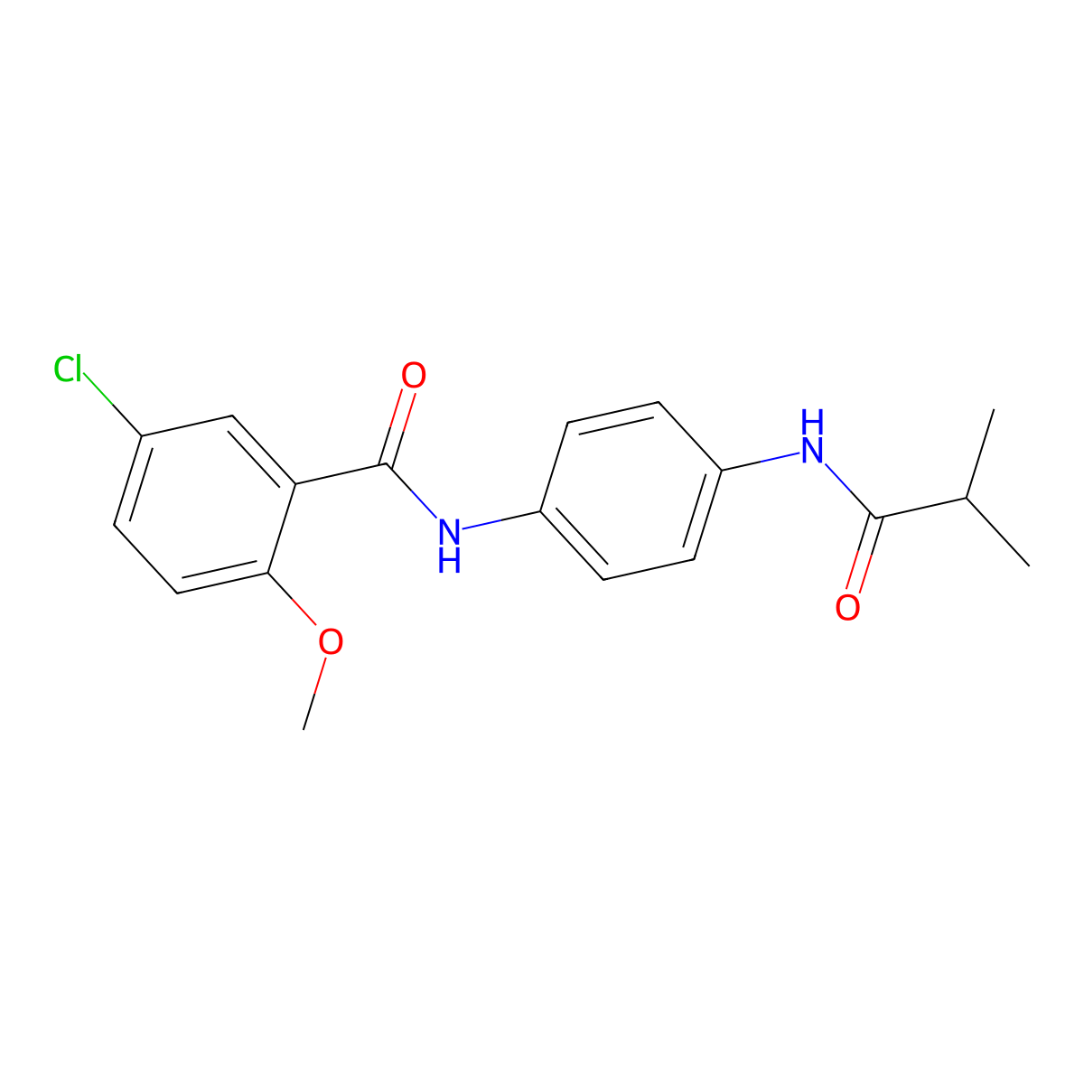 5-chloro-N-[4-(isobutyrylamino)phenyl]-2-methoxybenzamide molecular structure, CAS 690986-66-4