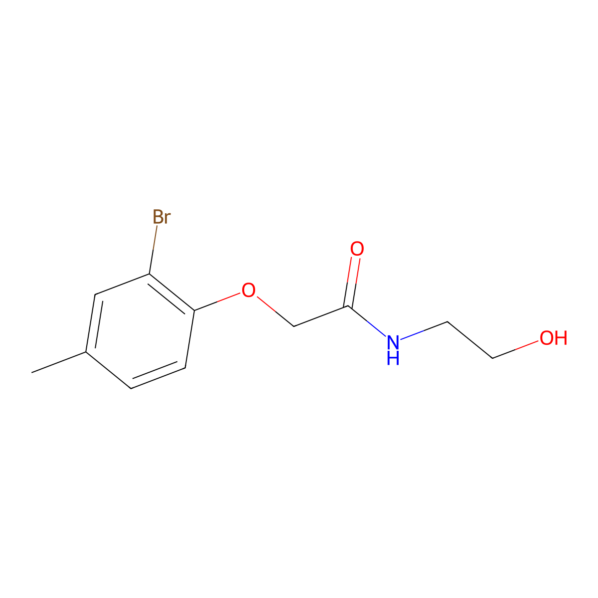 2-(2-bromo-4-methylphenoxy)-N-(2-hydroxyethyl)acetamide molecular structure, CAS 690986-73-3