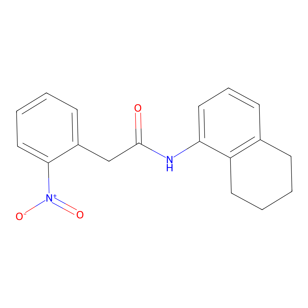 2-(2-nitrophenyl)-N-(5,6,7,8-tetrahydronaphthalen-1-yl)acetamide molecular structure, CAS 690986-77-7
