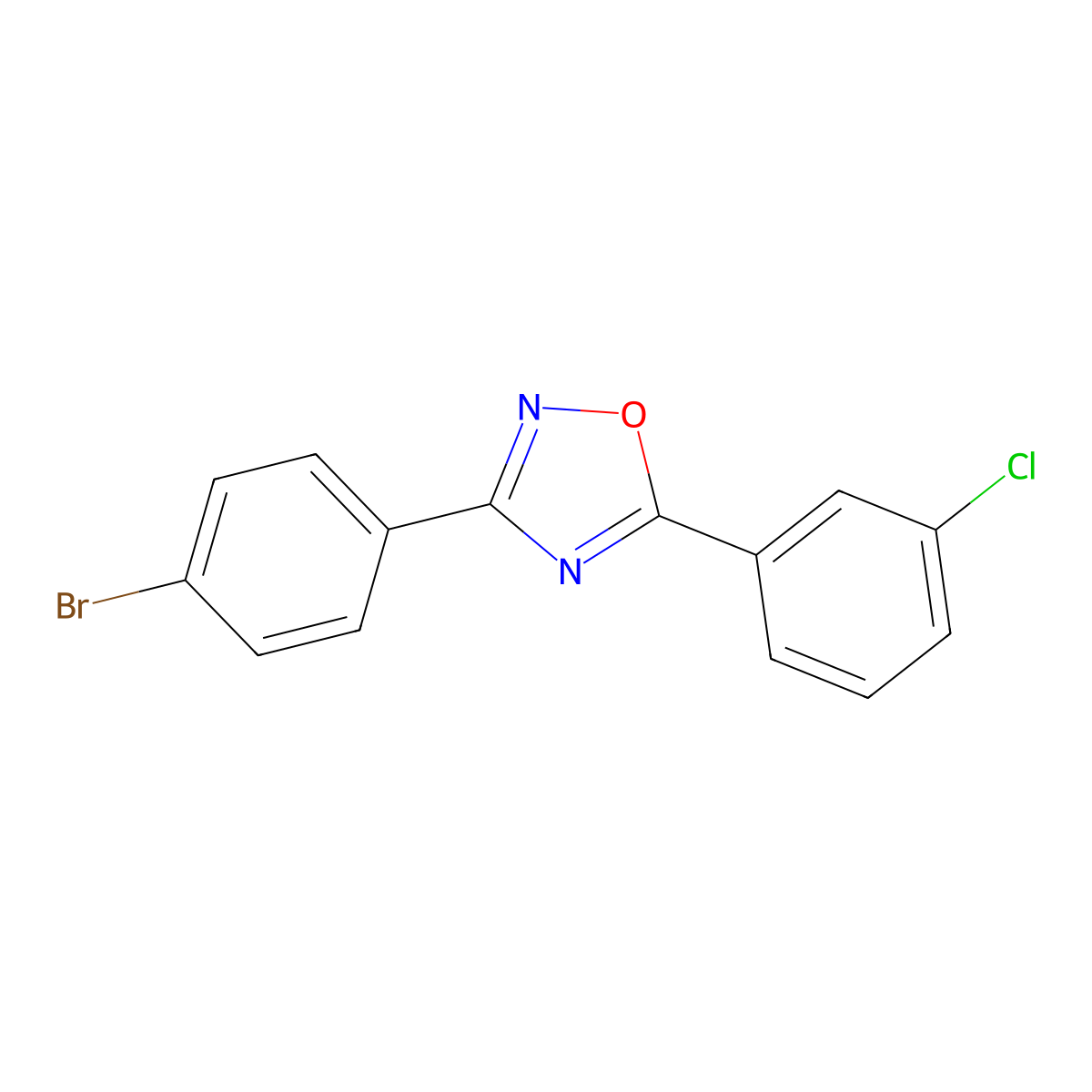 3-(4-Bromophenyl)-5-(3-chlorophenyl)-1,2,4-oxadiazole molecular structure, CAS 690986-80-2