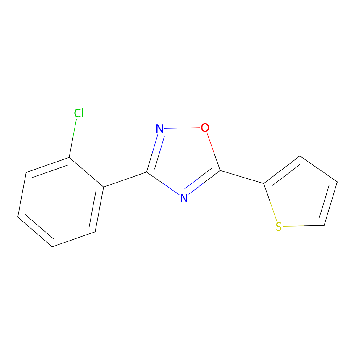 3-(2-Chlorophenyl)-5-(thiophen-2-yl)-1,2,4-oxadiazole molecular structure, CAS 690986-98-2