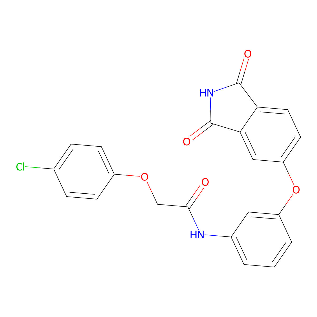 2-(4-chlorophenoxy)-N-[3-(1,3-dioxoisoindol-5-yl)oxyphenyl]acetamide molecular structure, CAS 690986-99-3