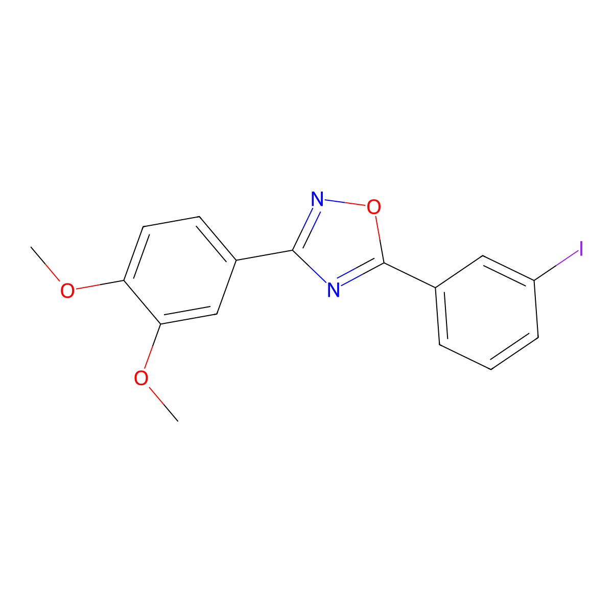 3-(3,4-Dimethoxyphenyl)-5-(3-iodophenyl)-1,2,4-oxadiazole molecular structure, CAS 690987-37-2