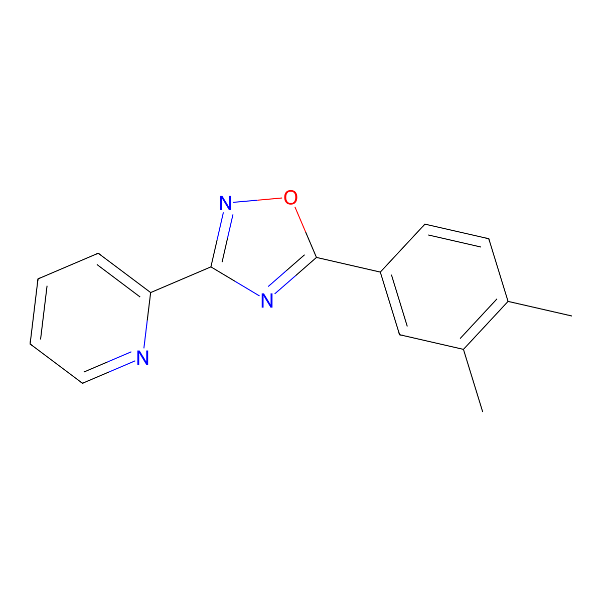 2-[5-(3,4-Dimethylphenyl)-1,2,4-oxadiazol-3-yl]pyridine molecular structure, CAS 690987-63-4