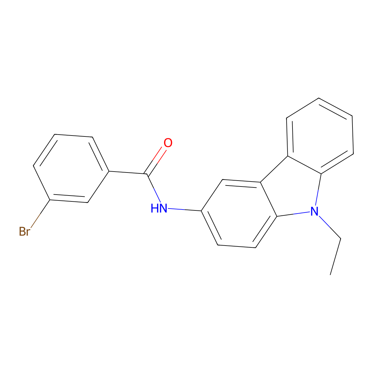 3-bromo-N-(9-ethylcarbazol-3-yl)benzamide molecular structure, CAS 690988-55-7