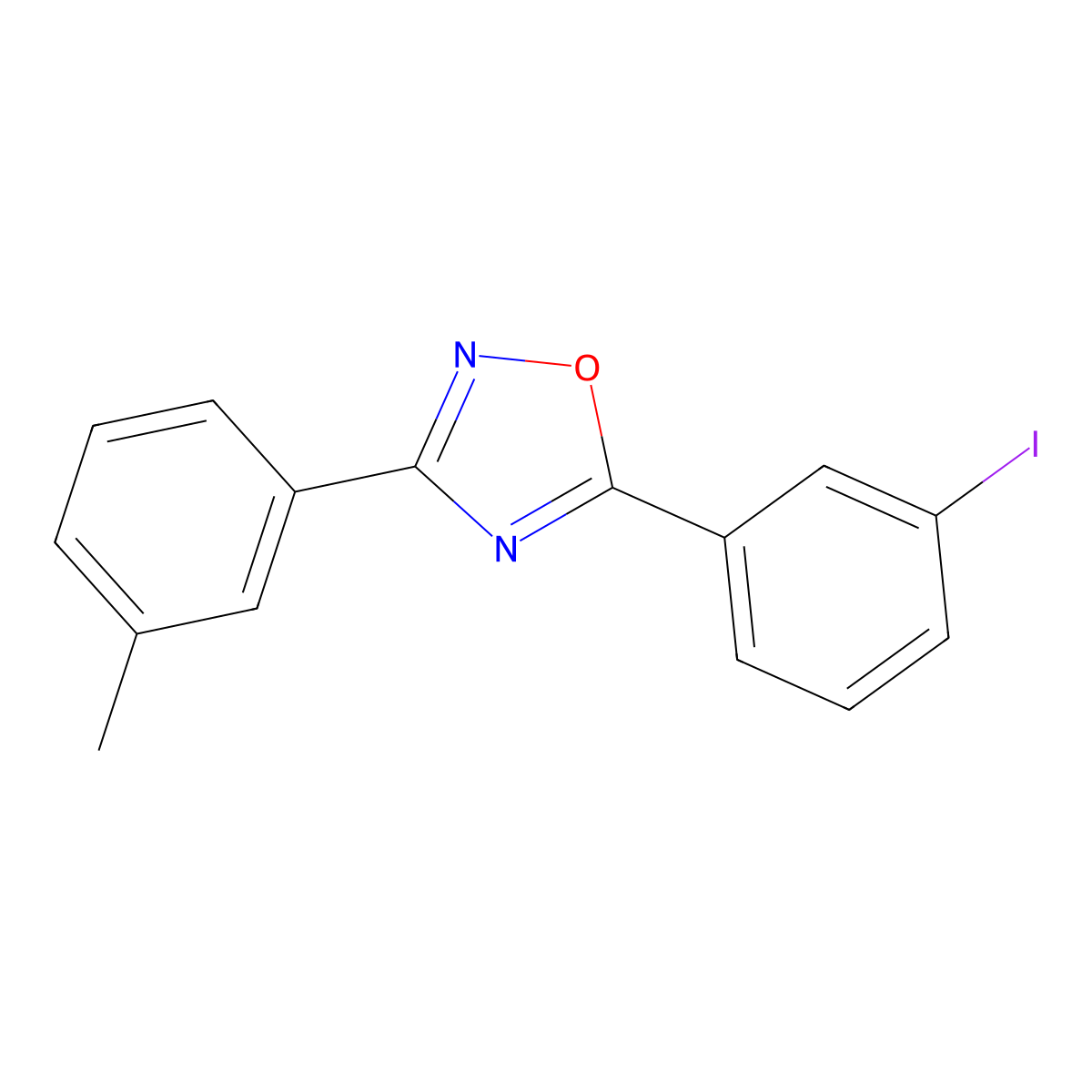 5-(3-Iodophenyl)-3-(3-methylphenyl)-1,2,4-oxadiazole molecular structure, CAS 690988-72-8