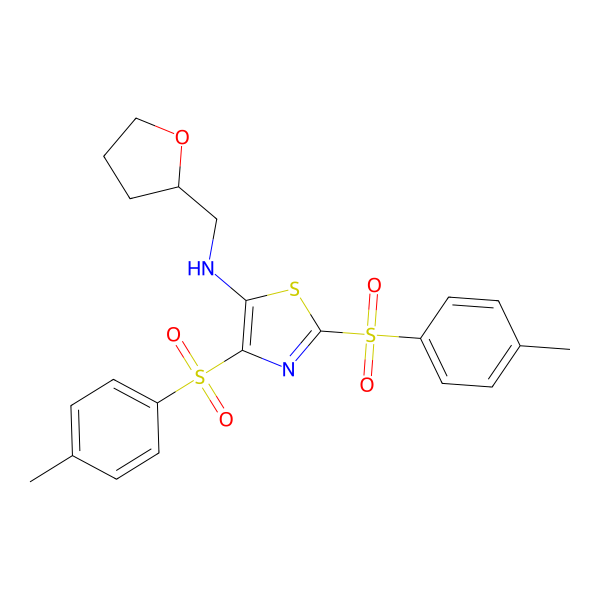 2,4-bis(4-methylbenzenesulfonyl)-N-[(oxolan-2-yl)methyl]-1,3-thiazol-5-amine molecular structure, CAS 690989-15-2
