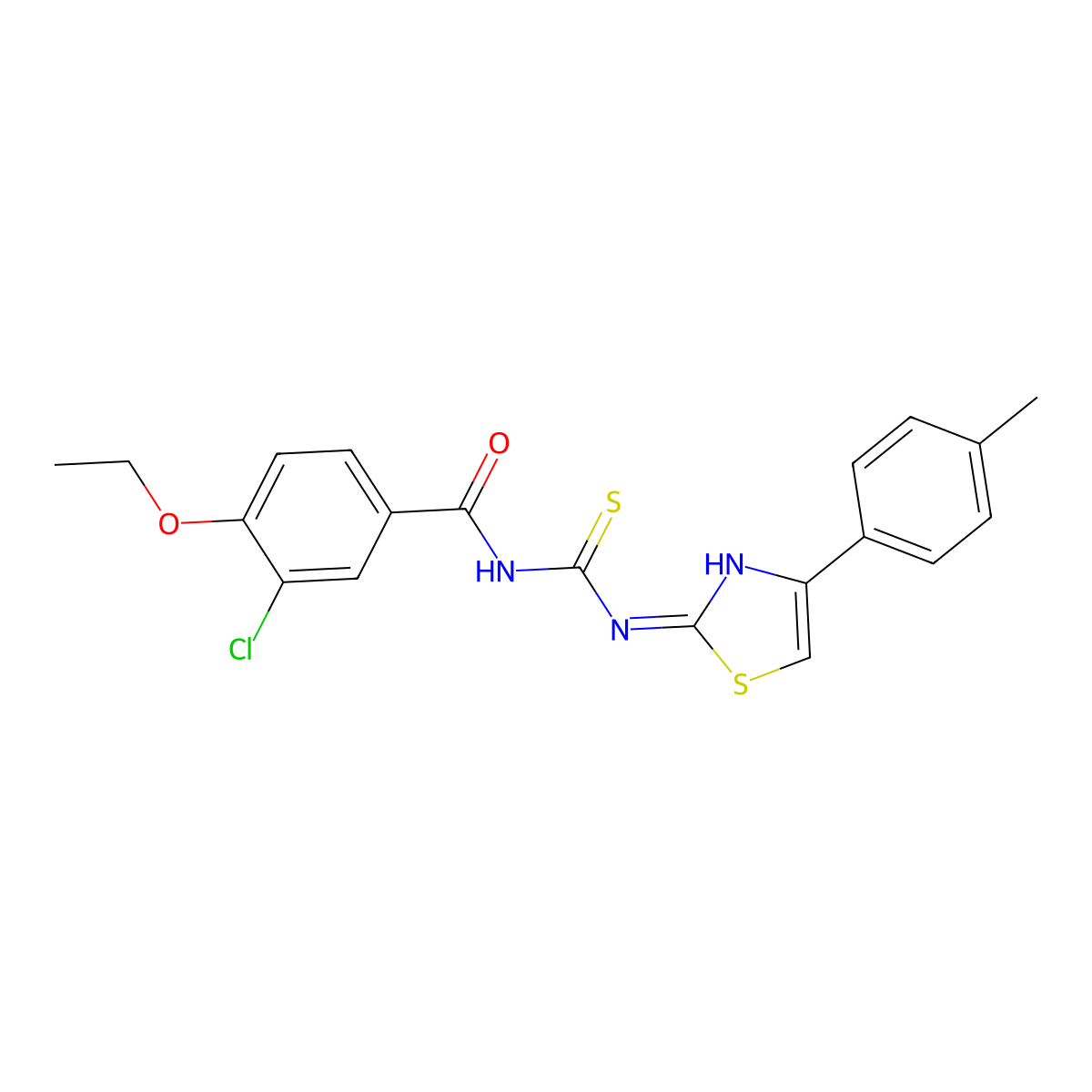 3-chloro-4-ethoxy-N-[[4-(4-methylphenyl)-1,3-thiazol-2-yl]carbamothioyl]benzamide molecular structure, CAS 690989-29-8
