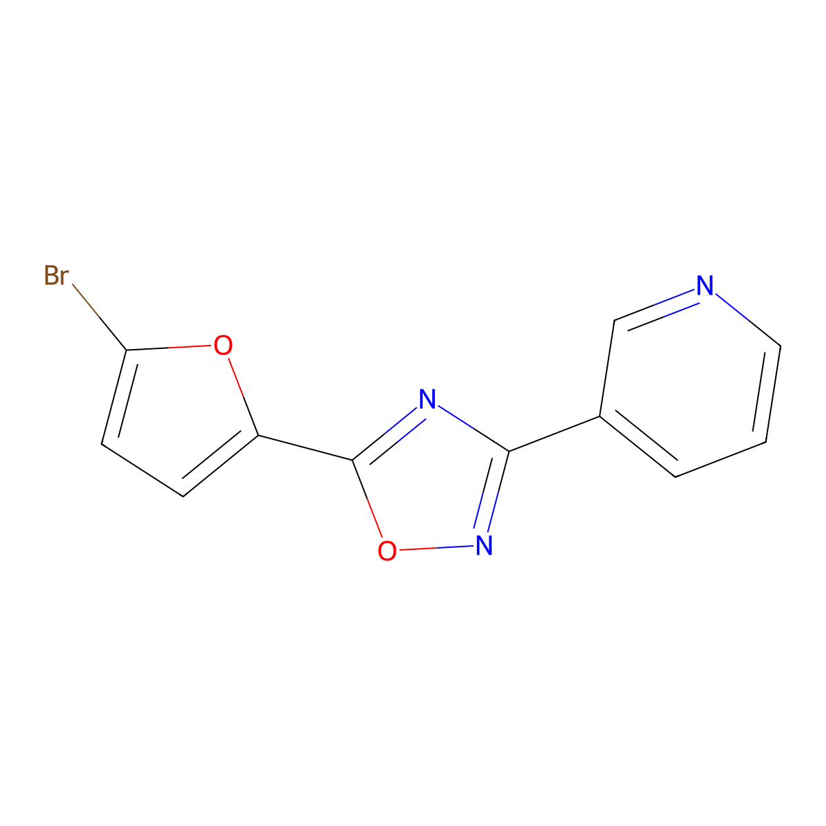 3-[5-(5-Bromofuran-2-yl)-1,2,4-oxadiazol-3-yl]pyridine molecular structure, CAS 690989-35-6