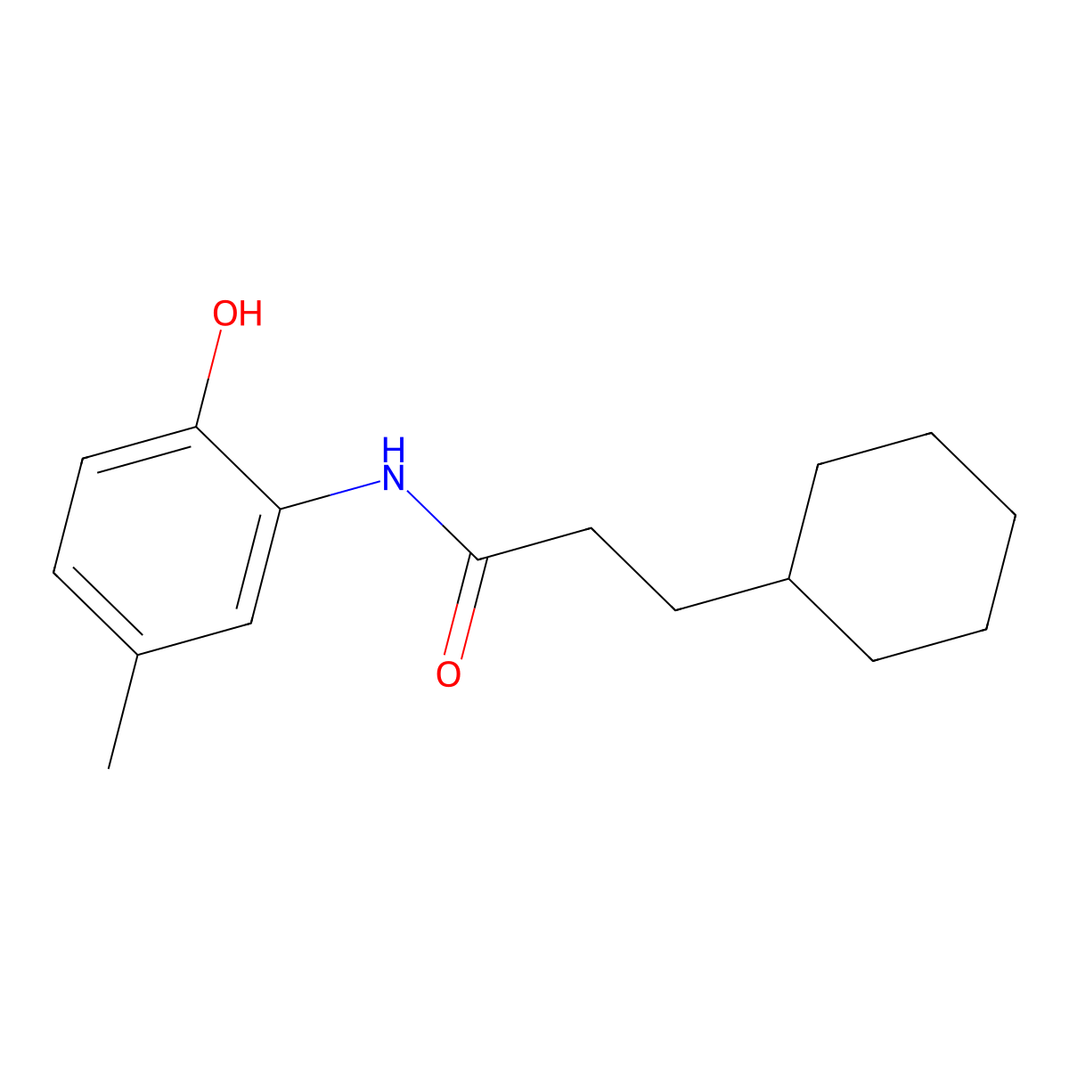 3-cyclohexyl-N-(2-hydroxy-5-methylphenyl)propanamide molecular structure, CAS 690989-38-9