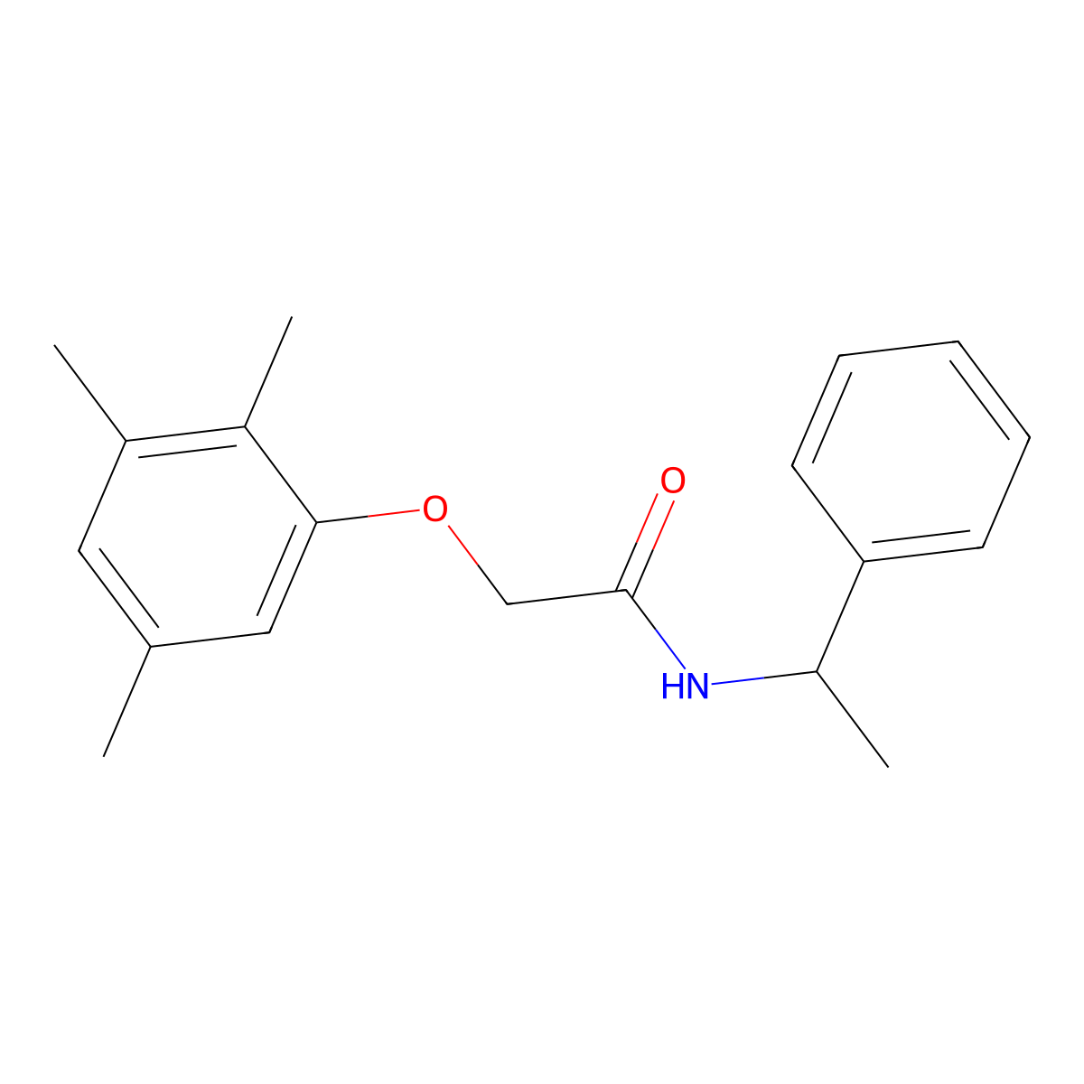 N-(1-phenylethyl)-2-(2,3,5-trimethylphenoxy)acetamide molecular structure, CAS 690989-44-7