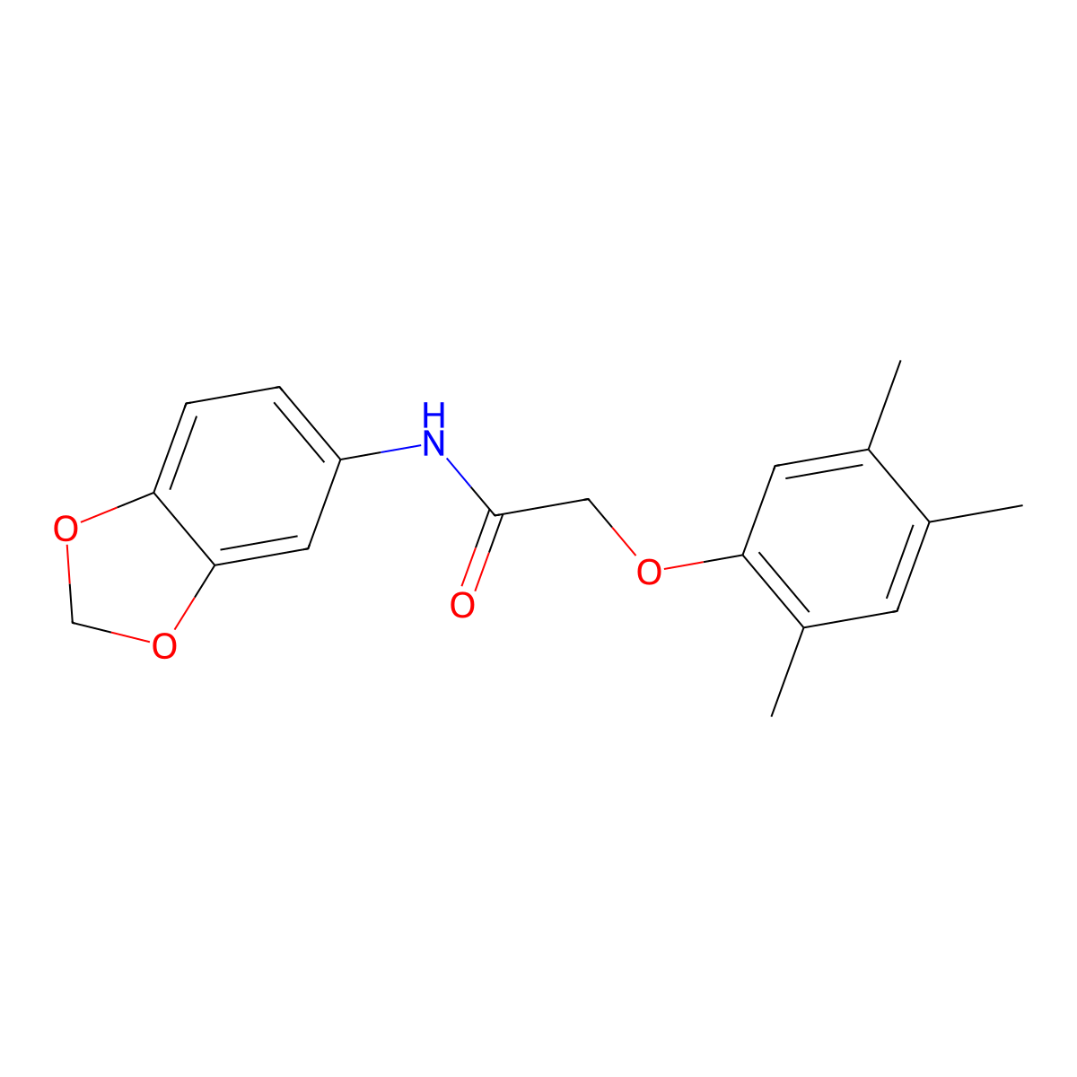 N-(1,3-benzodioxol-5-yl)-2-(2,4,5-trimethylphenoxy)acetamide molecular structure, CAS 690989-48-1