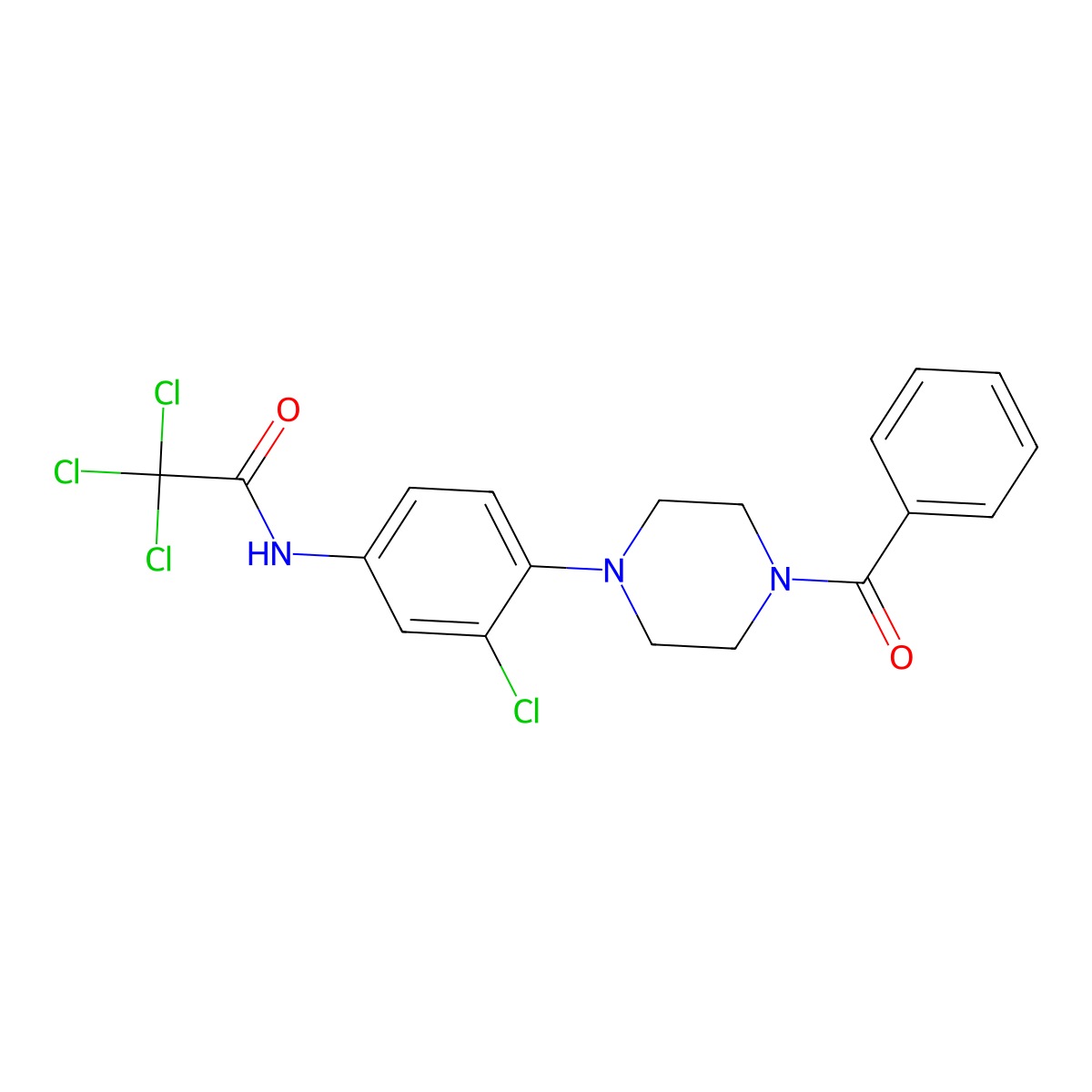 N-[4-(4-benzoylpiperazin-1-yl)-3-chlorophenyl]-2,2,2-trichloroacetamide molecular structure, CAS 690989-89-0
