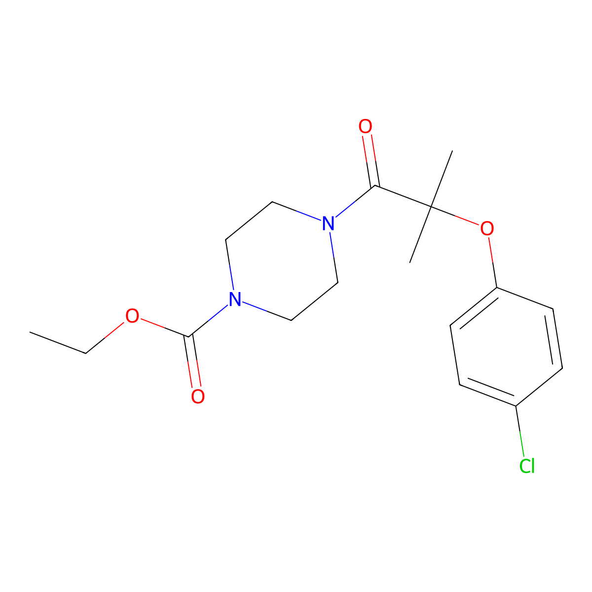 Ethyl 4-[2-(4-chlorophenoxy)-2-methylpropanoyl]piperazine-1-carboxylate molecular structure, CAS 690990-18-2