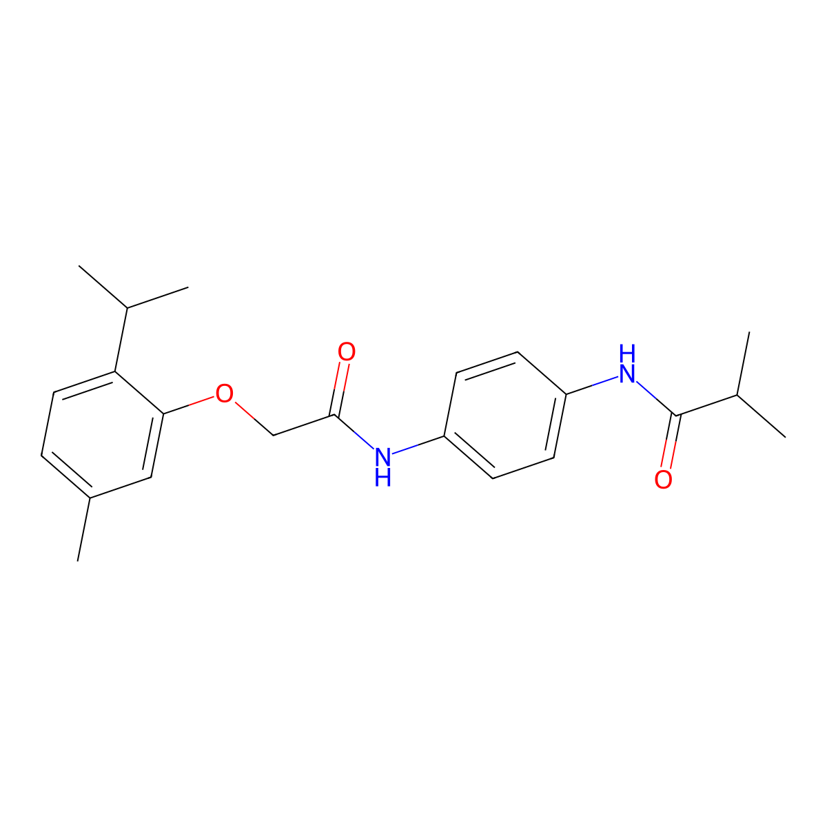 2-methyl-N-[4-[[2-(5-methyl-2-propan-2-ylphenoxy)acetyl]amino]phenyl]propanamide molecular structure, CAS 690990-20-6