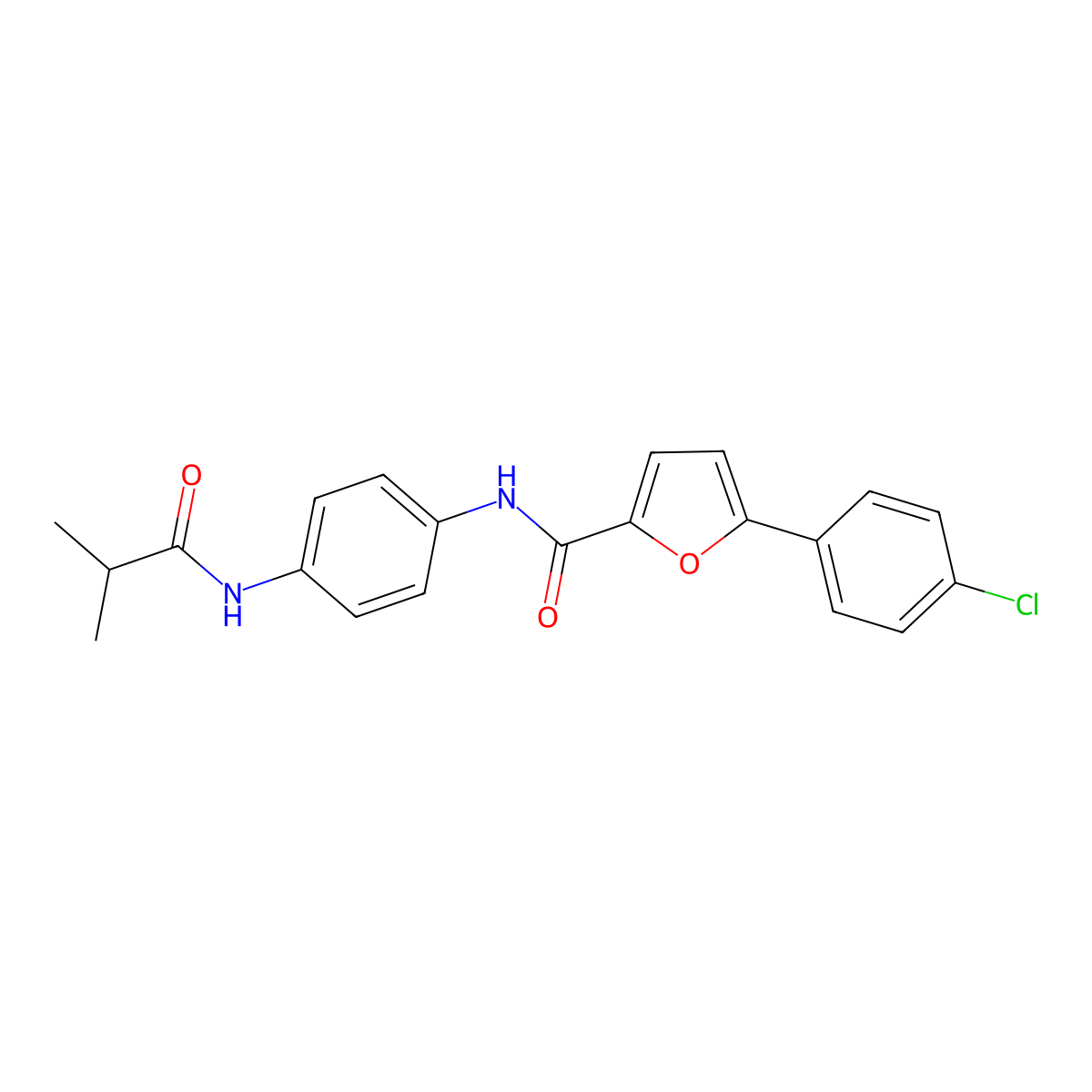 5-(4-chlorophenyl)-N-[4-(2-methylpropanoylamino)phenyl]furan-2-carboxamide molecular structure, CAS 690990-37-5