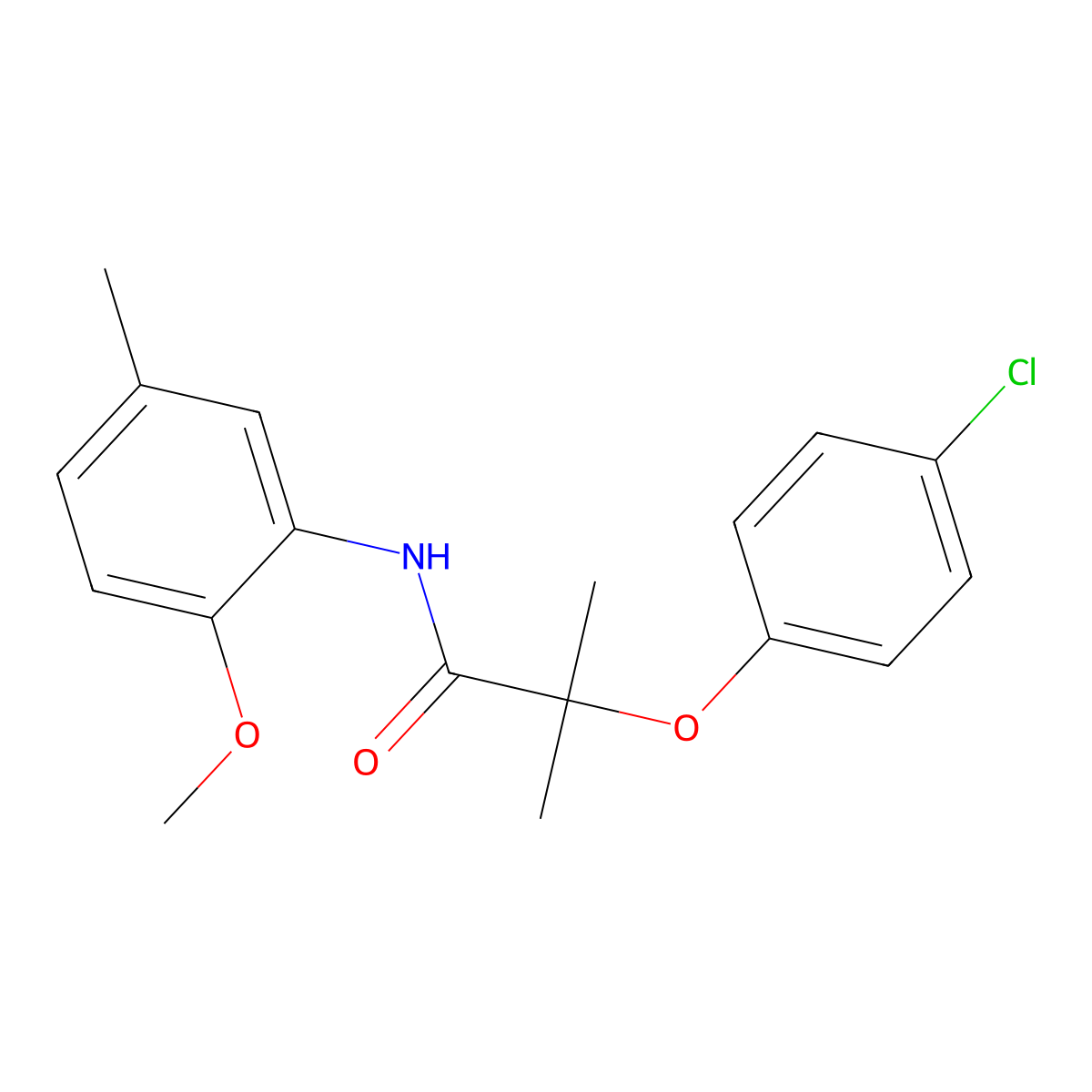 2-(4-chlorophenoxy)-N-(2-methoxy-5-methylphenyl)-2-methylpropanamide molecular structure, CAS 690990-44-4