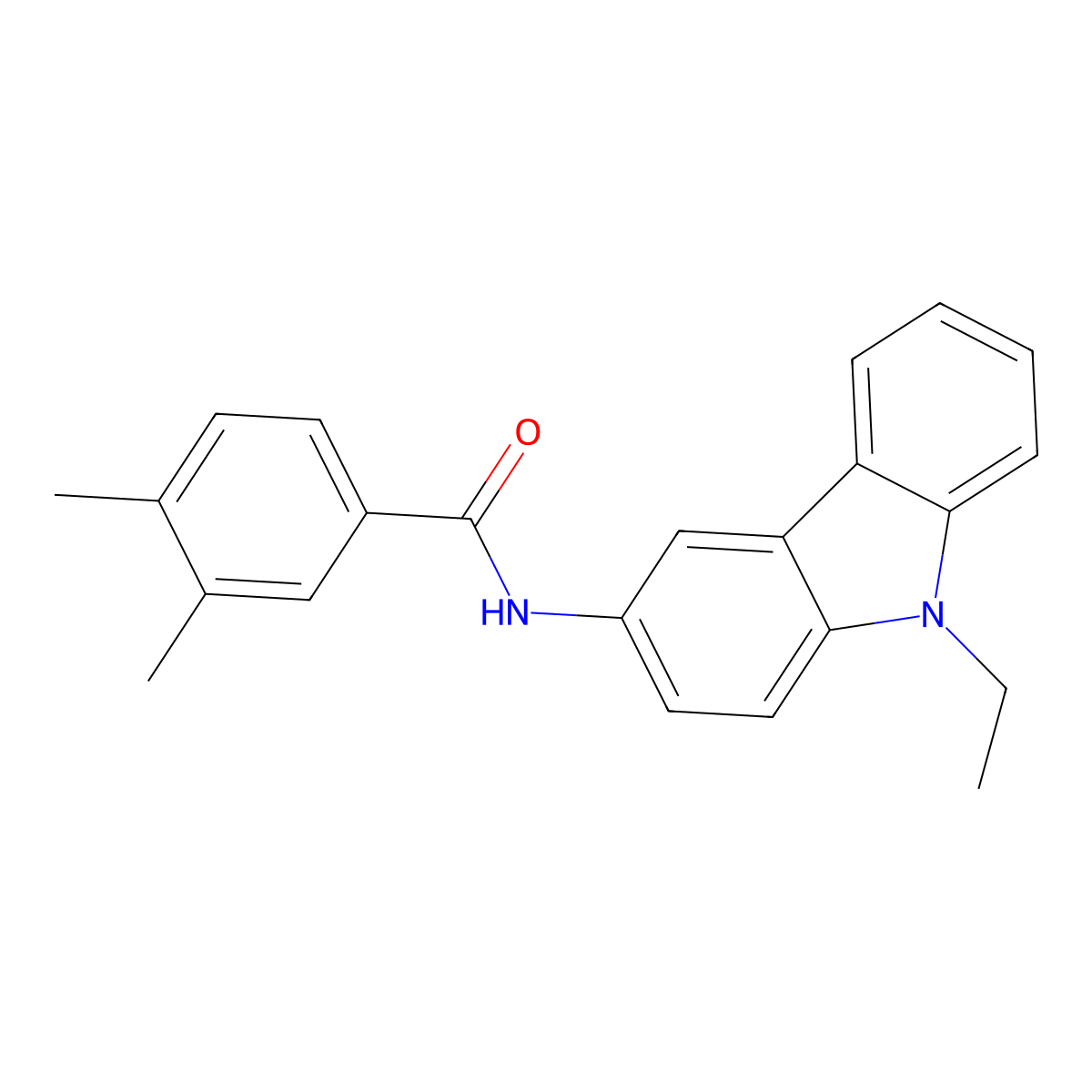 N-(9-ethylcarbazol-3-yl)-3,4-dimethylbenzamide molecular structure, CAS 690990-47-7