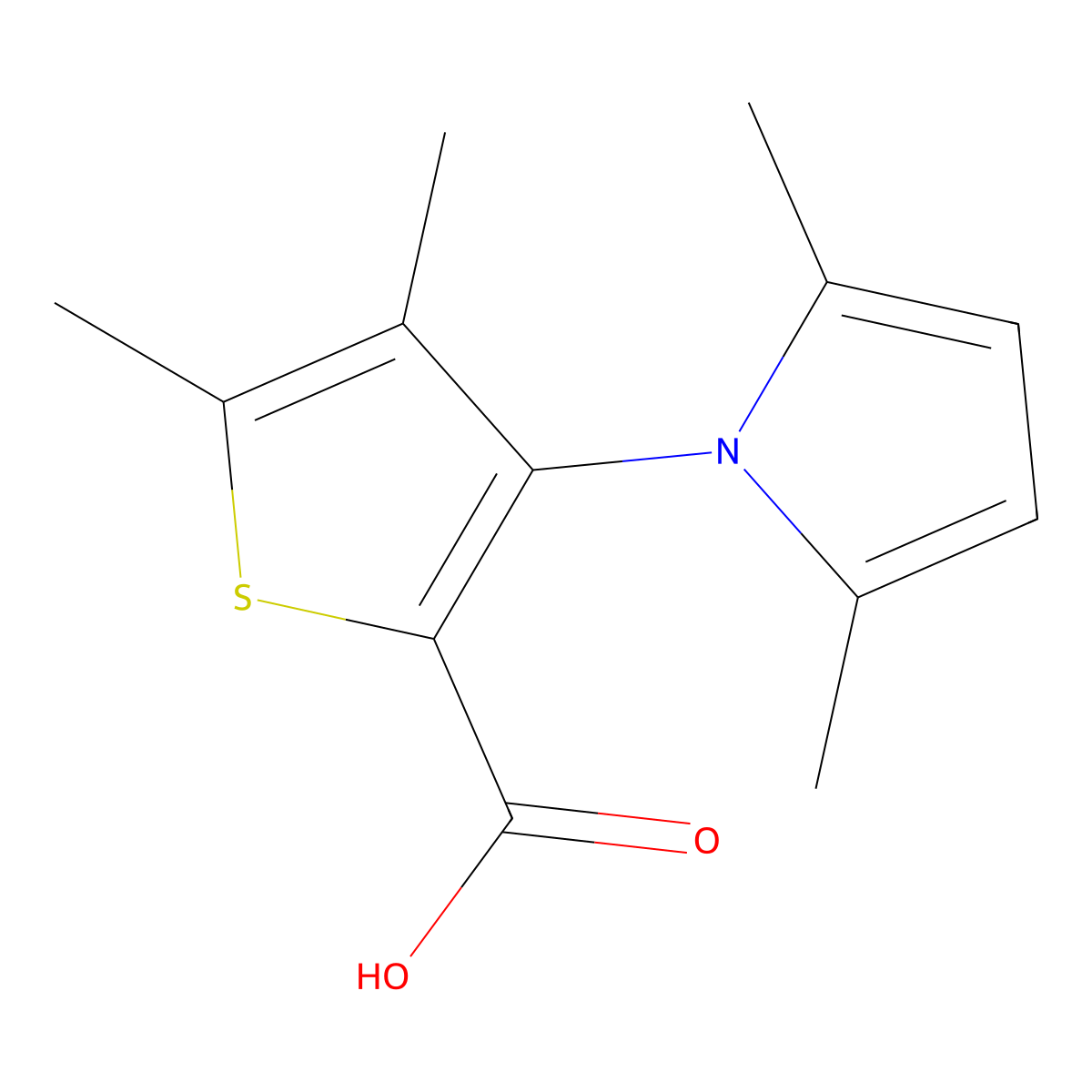 3-(2,5-dimethyl-1H-pyrrol-1-yl)-4,5-dimethylthiophene-2-carboxylic acid molecular structure, CAS 690990-60-4