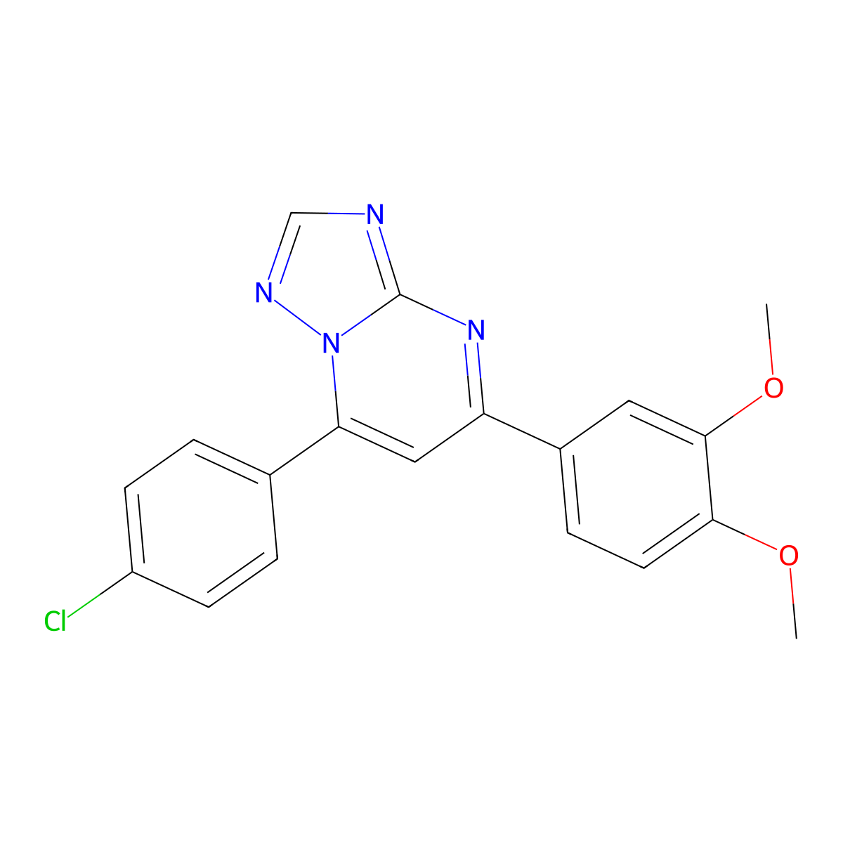 7-(4-Chlorophenyl)-5-(3,4-dimethoxyphenyl)-[1,2,4]triazolo[1,5-a]pyrimidine molecular structure, CAS 690990-96-6