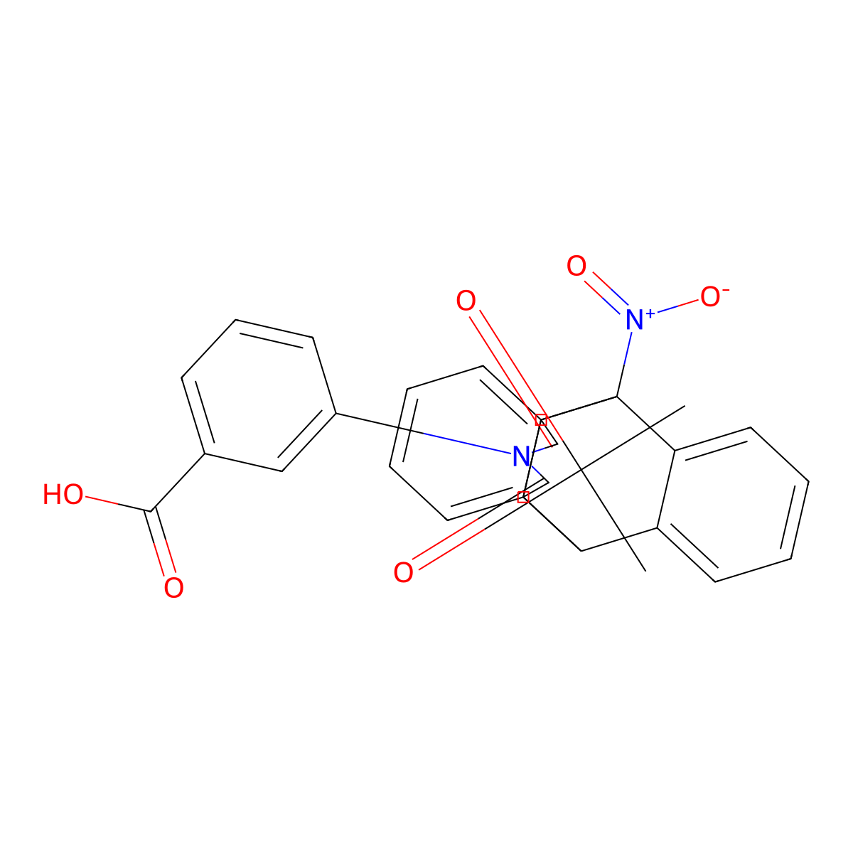 3-(1-Nitro-16,18-dioxo-17-azapentacyclo[6.6.5.02,7.09,14.015,19]nonadeca-2,4,6,9,11,13-hexaen-17-yl)benzoic acid molecular structure, CAS 690991-06-1
