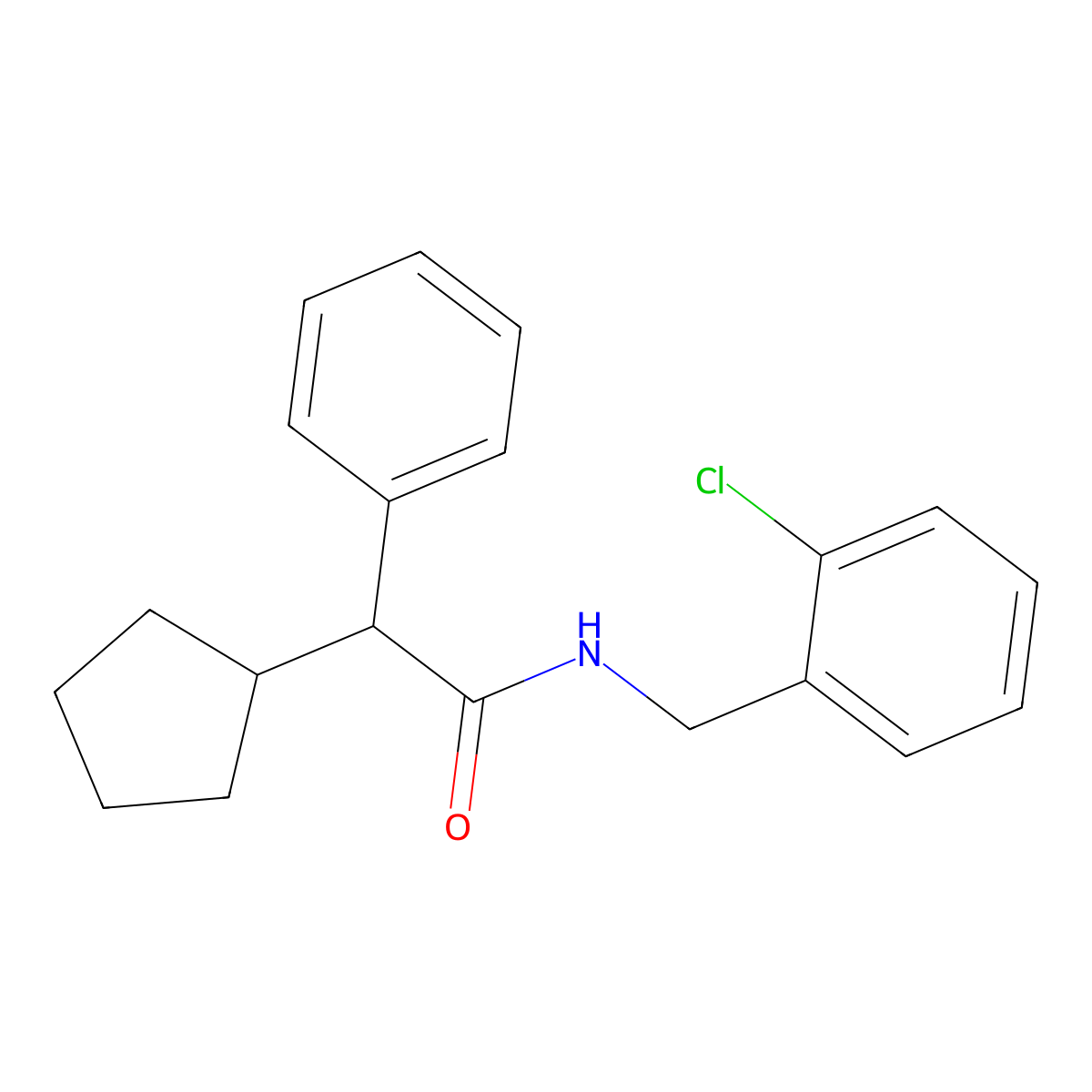 N-[(2-chlorophenyl)methyl]-2-cyclopentyl-2-phenylacetamide molecular structure, CAS 690991-36-7