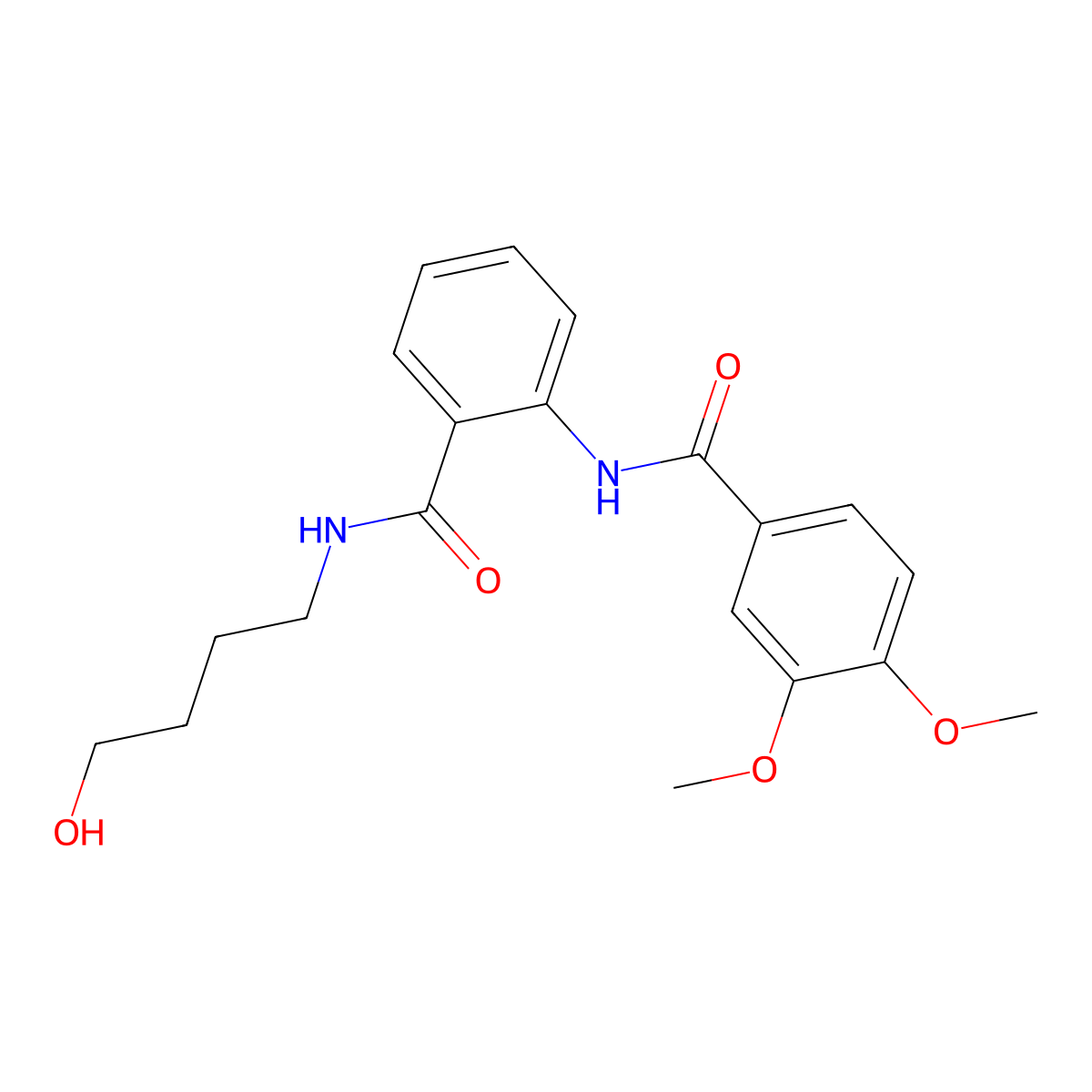 N-(2-{[(4-hydroxybutyl)amino]carbonyl}phenyl)-3,4-dimethoxybenzamide molecular structure, CAS 690991-38-9