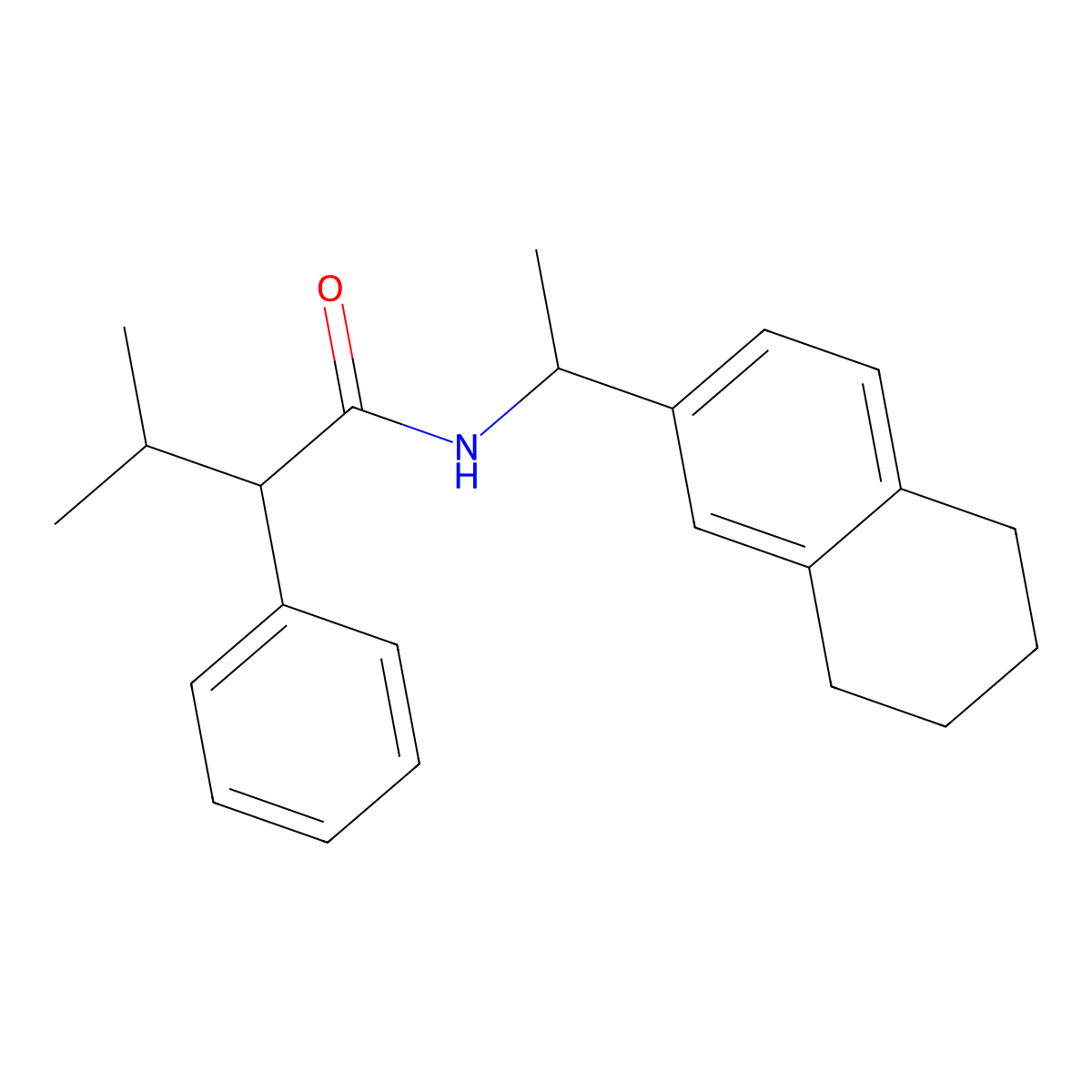 3-methyl-2-phenyl-N-[1-(5,6,7,8-tetrahydronaphthalen-2-yl)ethyl]butanamide molecular structure, CAS 690991-42-5
