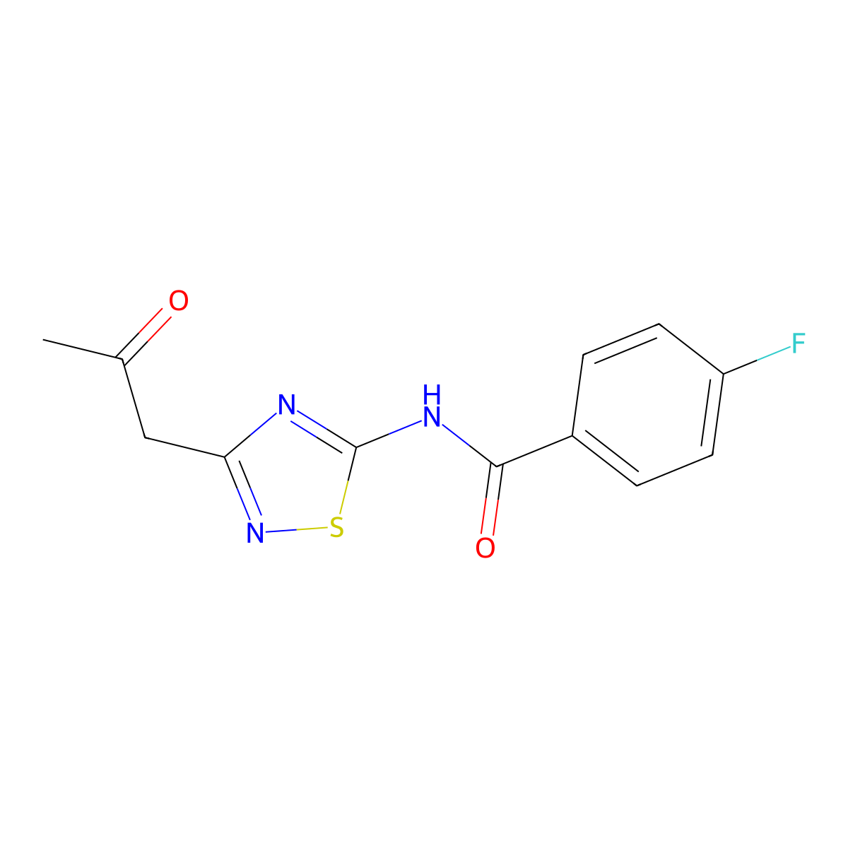 4-fluoro-N-[3-(2-oxopropyl)-1,2,4-thiadiazol-5-yl]benzamide molecular structure, CAS 690991-52-7